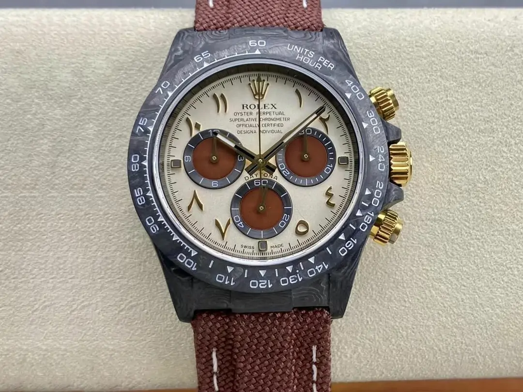 Rolex Daytona Cosmograph Diw Custom Version Noob Factory Brown Fabric Strap