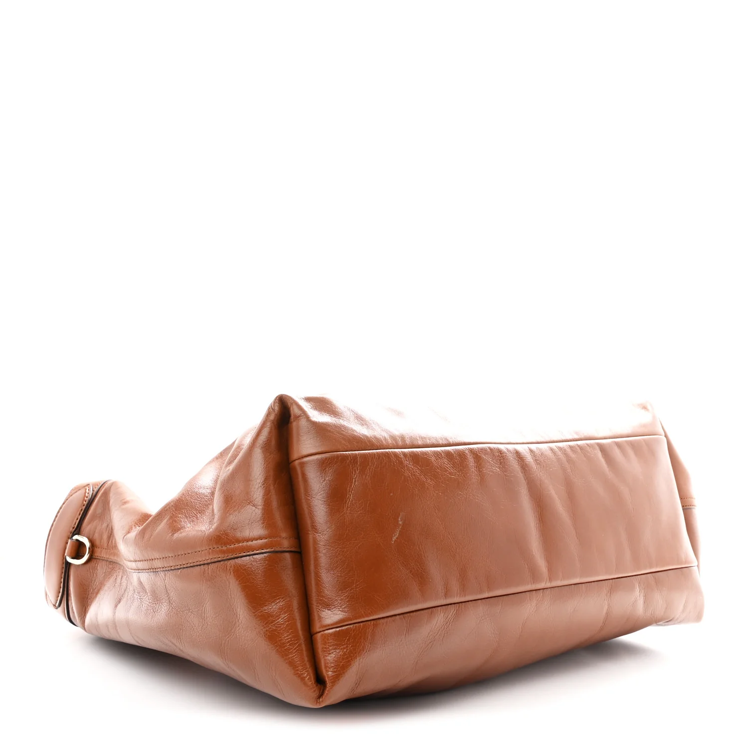 Soft Glossy Calfskin Large Giglio Tote Dark Brown
