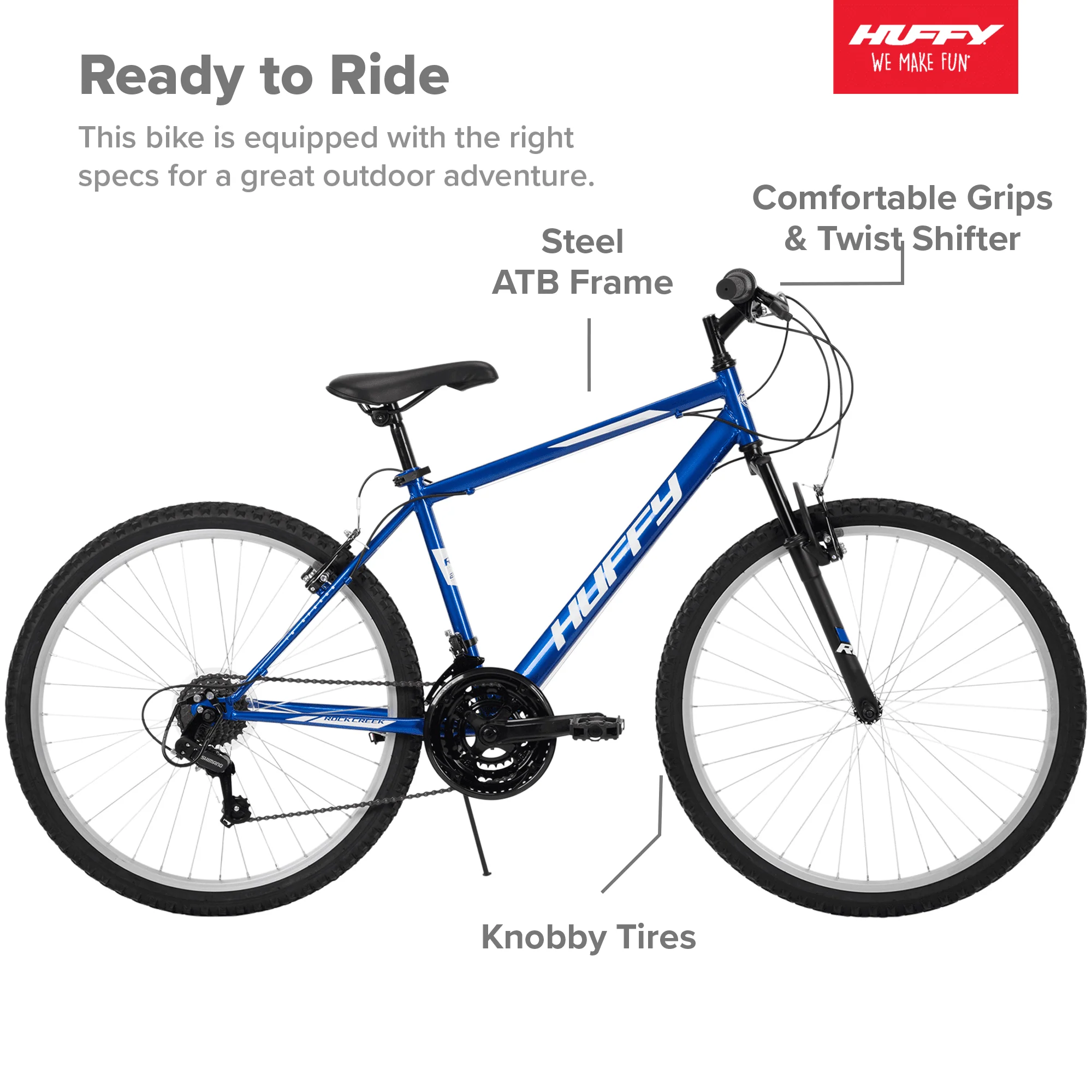 Huffy 26 inch Rock Creek Men's Mountain Bike, Blue Image 3