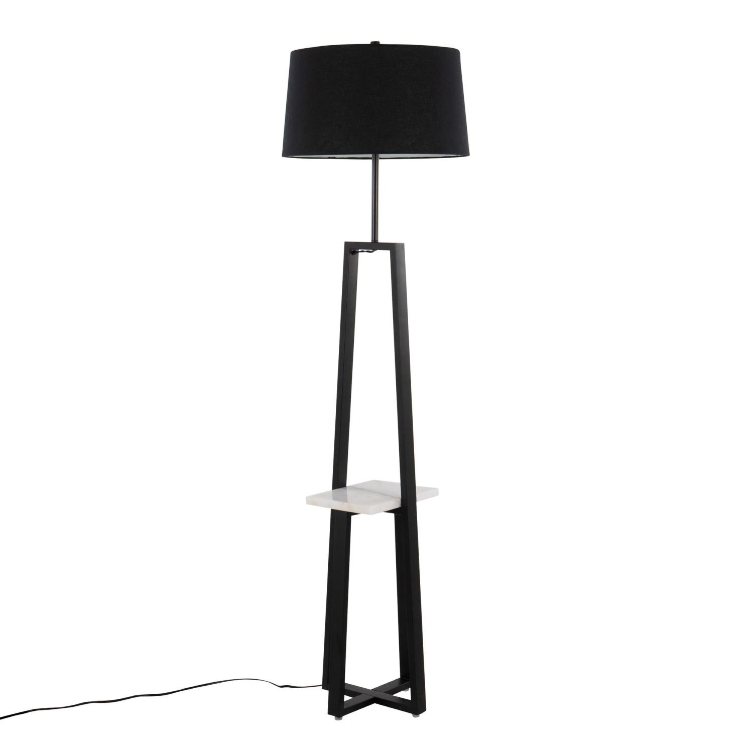 White Marble, Black Metal, Black Linen Cosmo Shelf Floor Lamp(19 x 19 x 68) - Image 5
