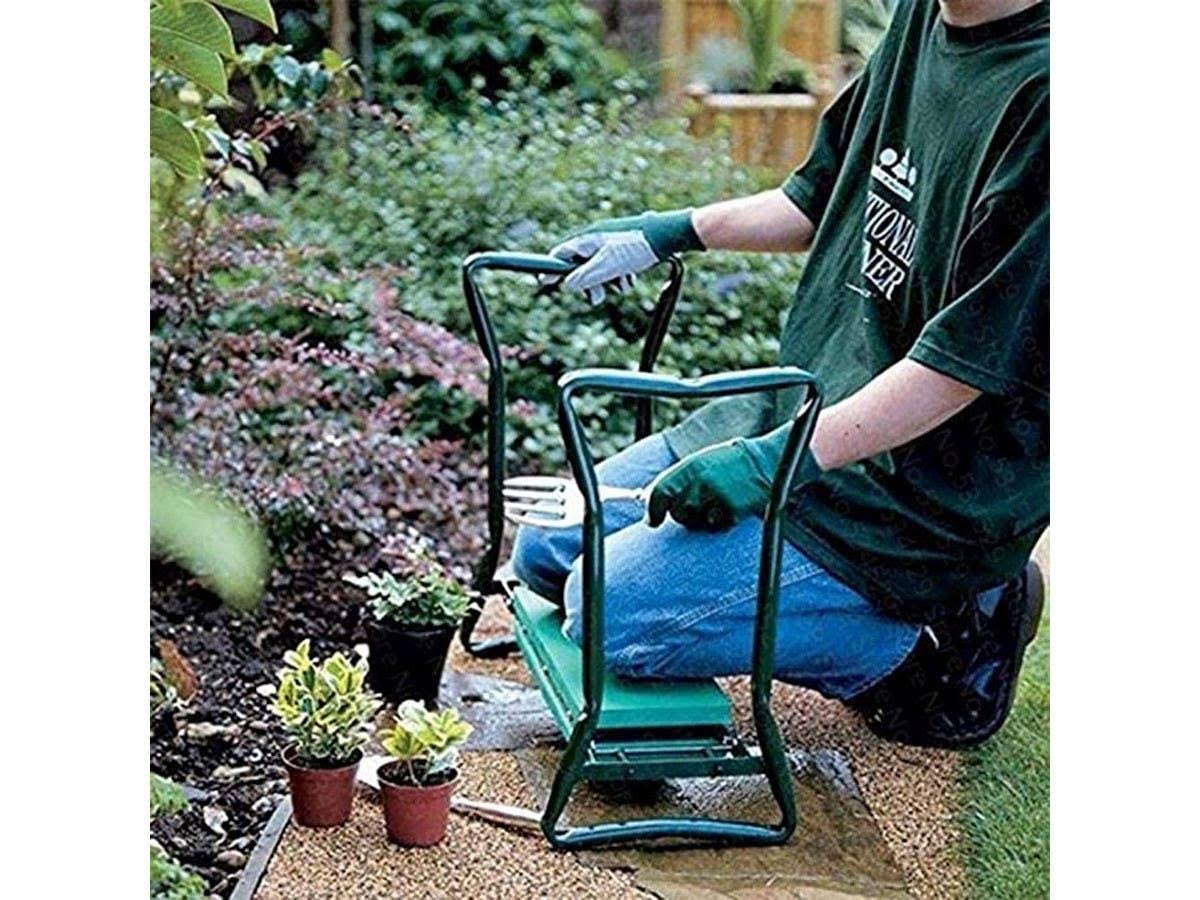 MPM Garden Bench and Kneeler Stools Gardening with Side Bag Pockets for Tool