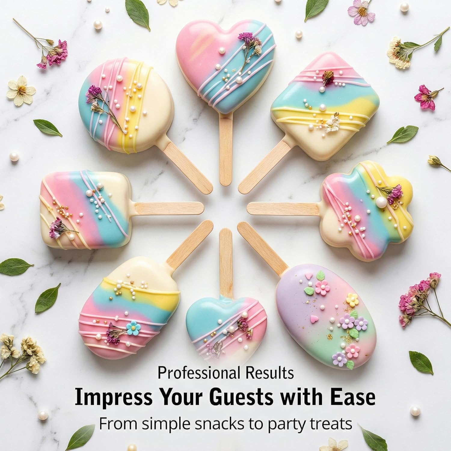 5 PCS Cake Pop Mold Set with 7.8-inch Tray, 5 Shape Cakepop Cutter