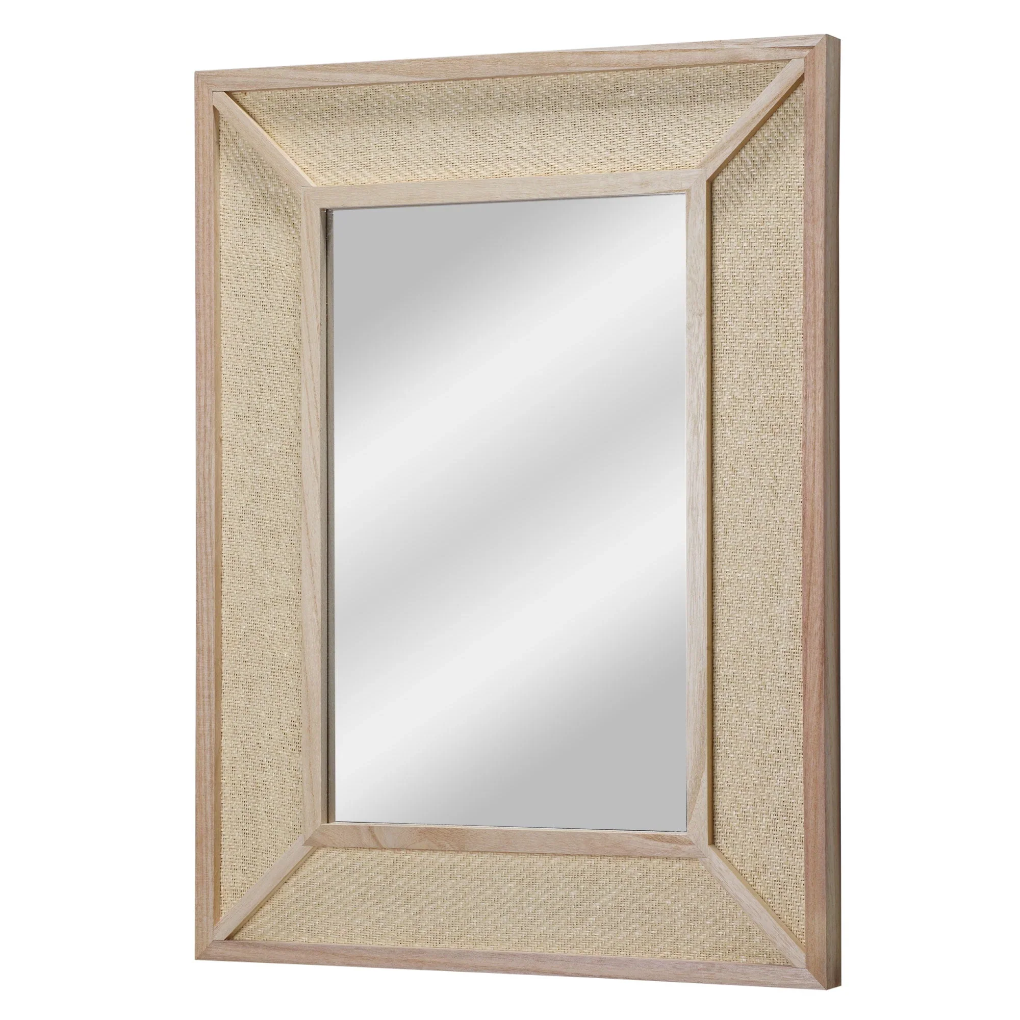Better Homes & Gardens 18 x 24 Rectangle Woven Rattan Frame Wall Mirror in Natural Color