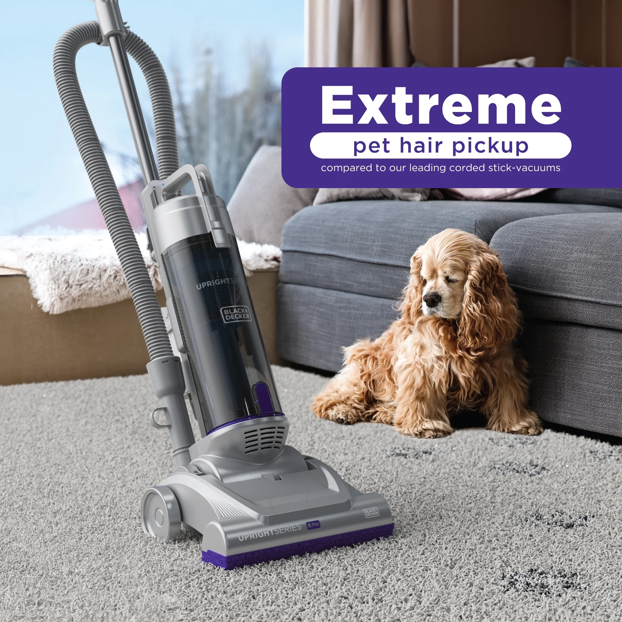 Black + Decker Uprightseries Lite PET Upright Vacuum with Pet Hair Attachment