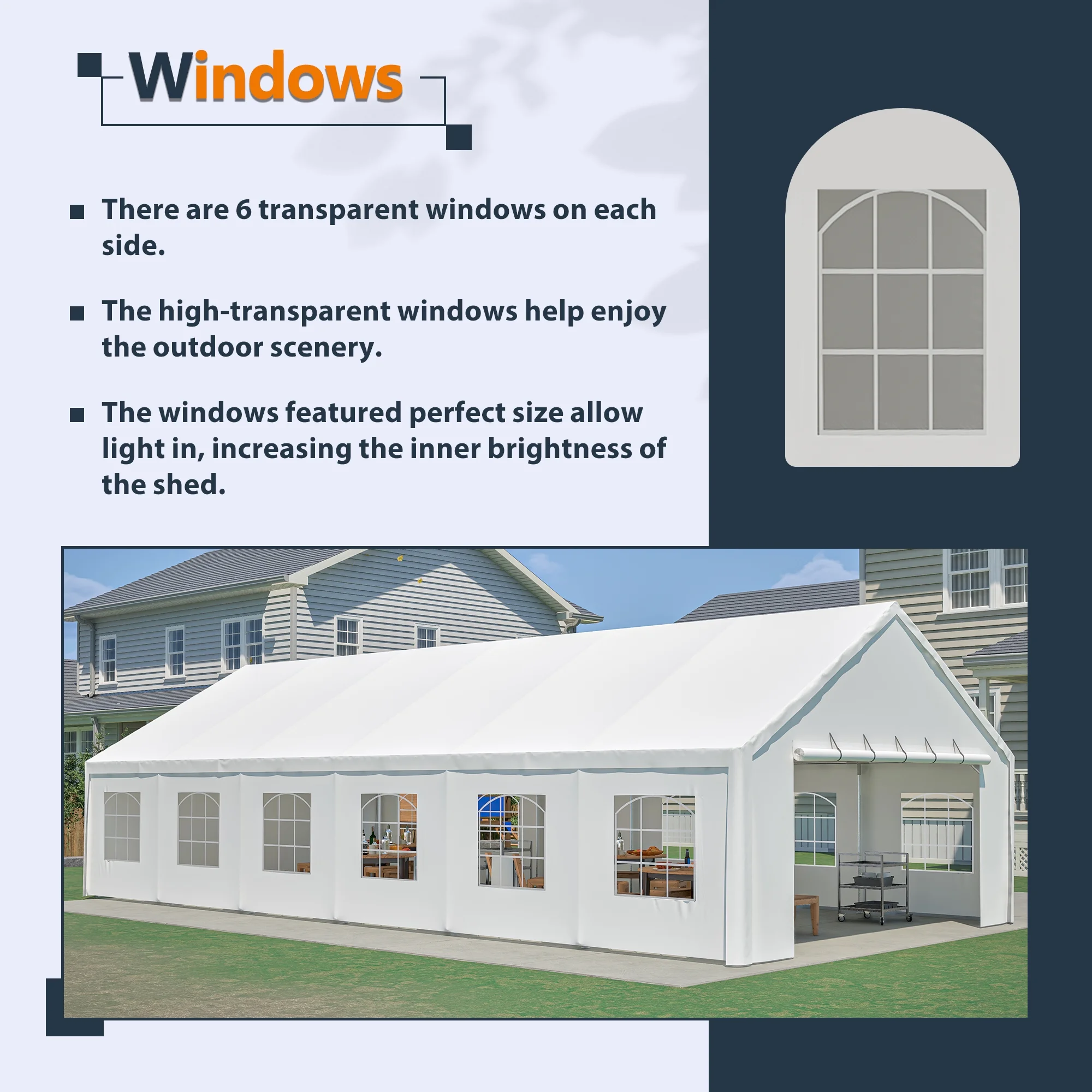 20x40 FT Heavy-Duty Party Tent with 3 Storage Bags Large Waterproof Wedding Event Shelter for Removable Sidewalls Zipper Door Outdoor Commercial Tent for Parties Carport Camping BBQ Garden - Image 5