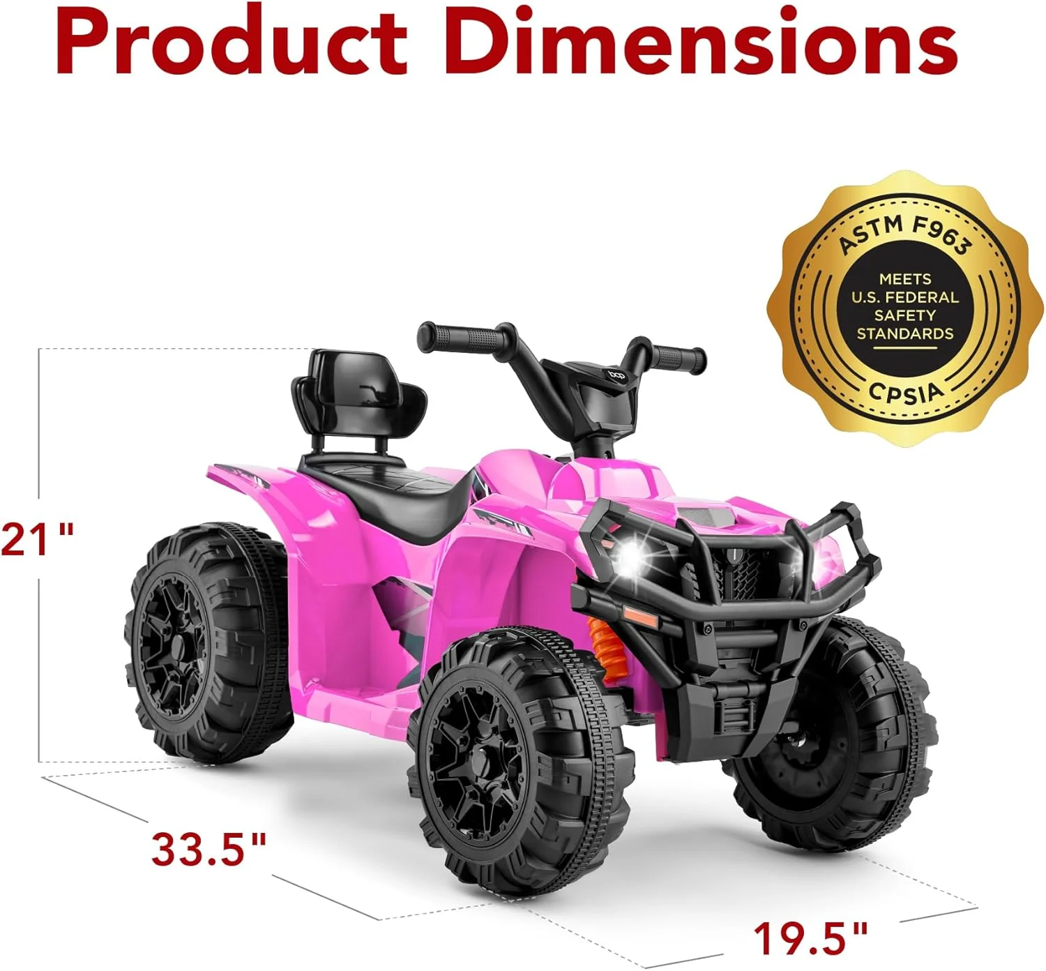 Quad électrique 12 V pour enfants Best Choice Products, véhicule tout-terrain à 4 roues avec audio Bluetooth, vitesse maximale de 3,9 km/h, pneus à crampons, phares LED et radio.