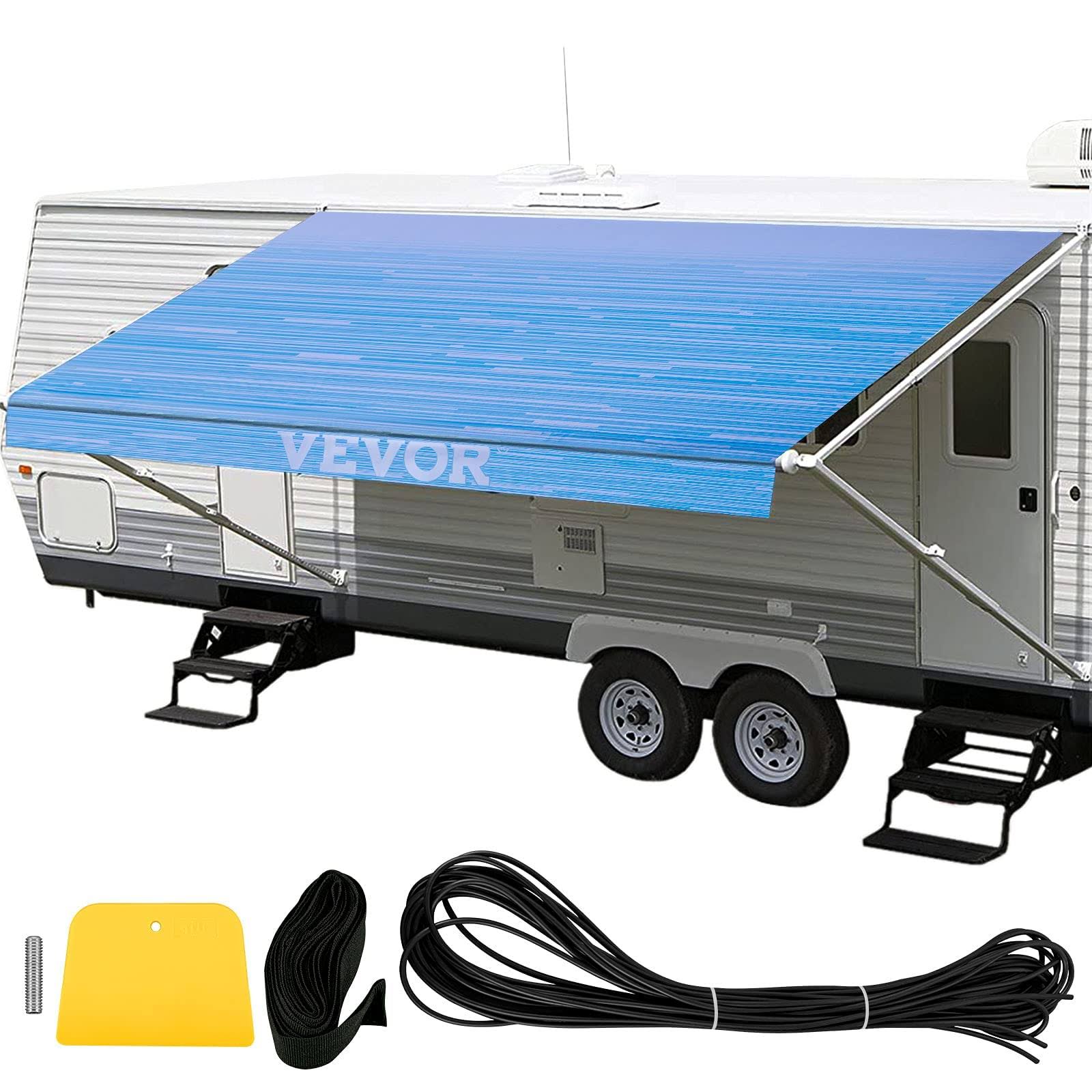 VEVOR RV Awning 16' Camper Awning Fabric, Trailer Awning Canopy Patio Camping Car Awning, Durable 15oz Vinyl Roller Tube for RV, Van, Suv, Patio