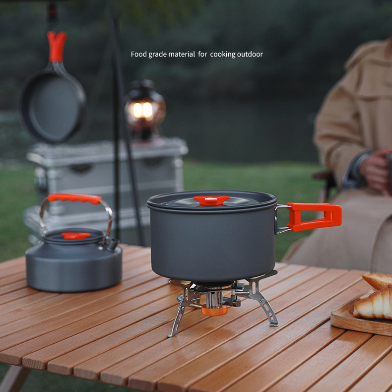 Camping Cookware Outdoor Kettle Cooking Pot Equipment Portable Field Camping Tableware Set