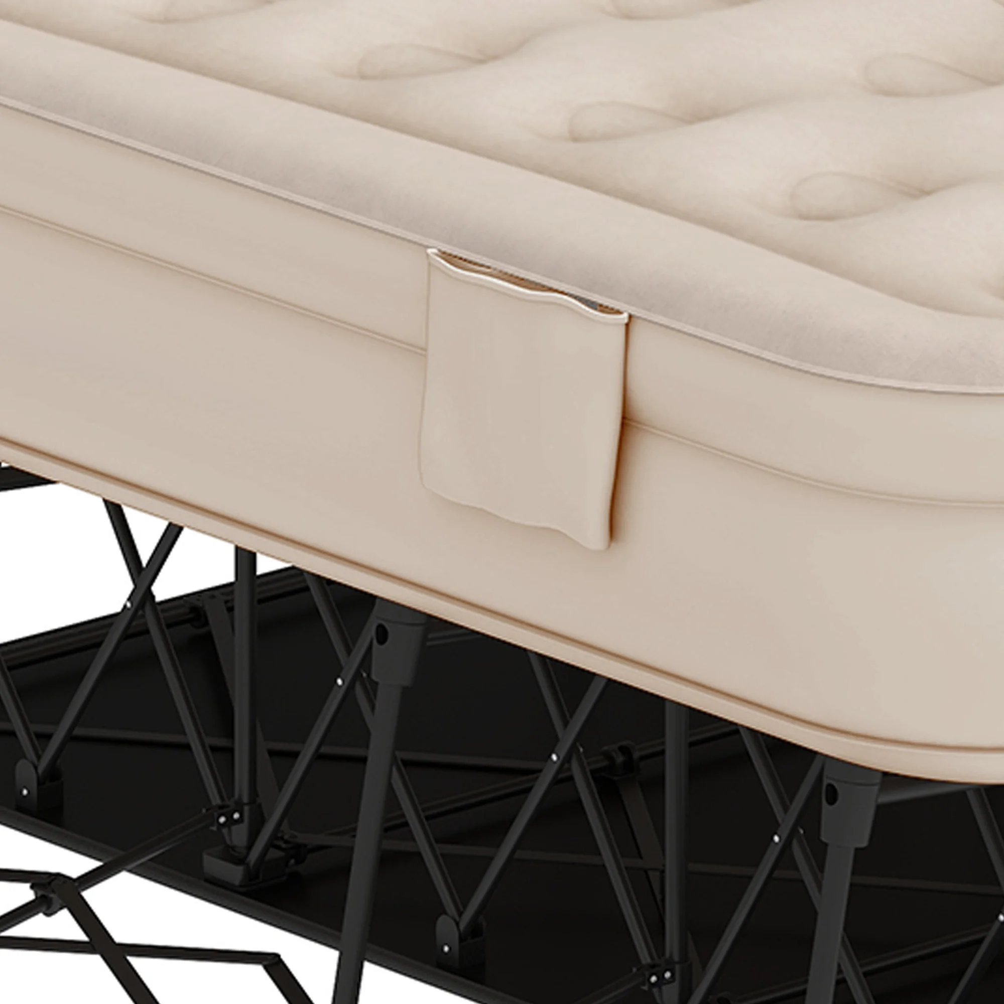 Inflatable Queen Air Mattress with Built-in Pump, Frame, Velvet Surface Portable Storage Case, Khaki(Queen/Khaki) - Image 9
