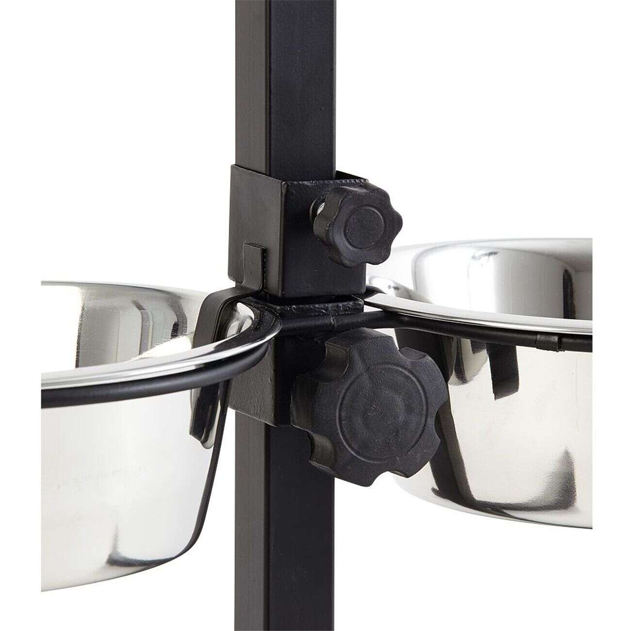 Gamelle double sur pied hauteur ajustable inox