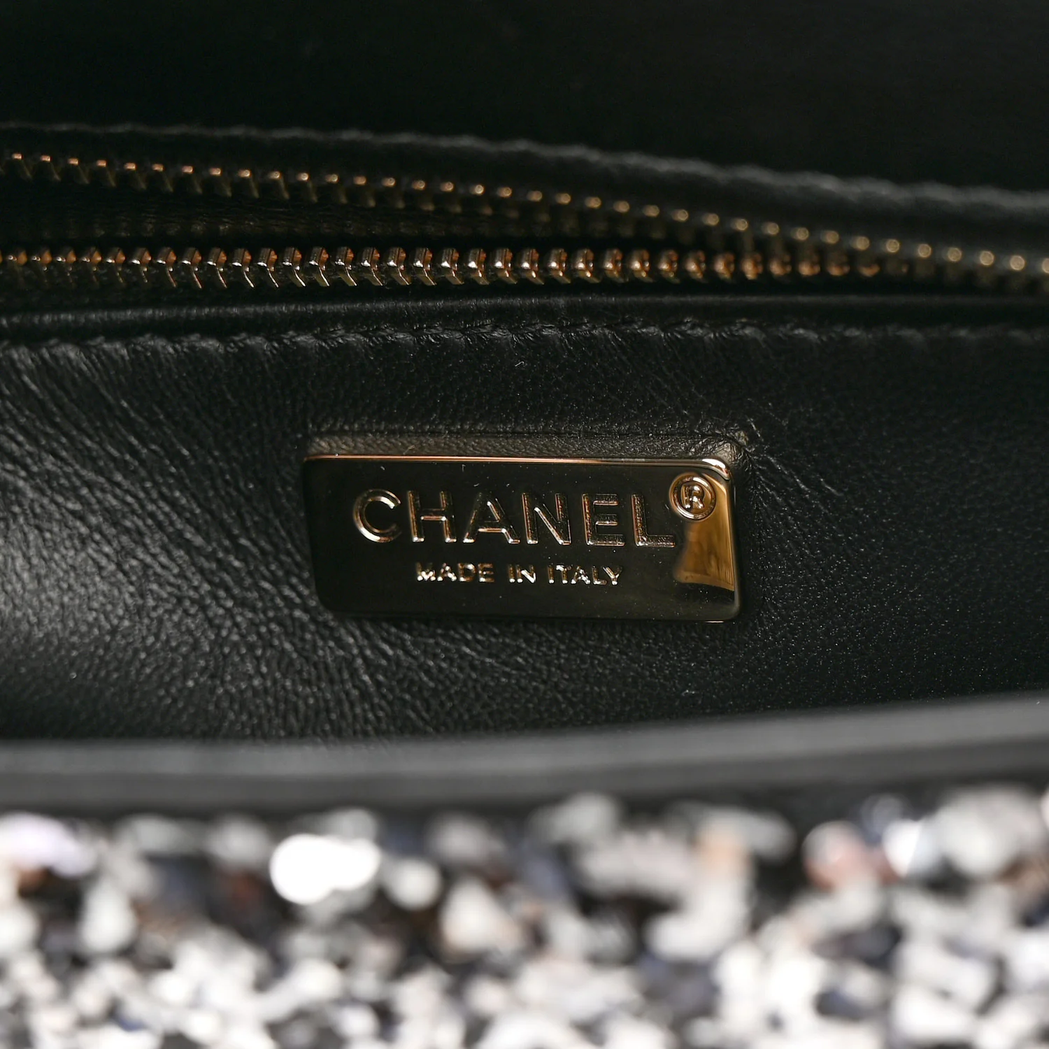 Sequin Quilted Small Single Flap Black White Grey