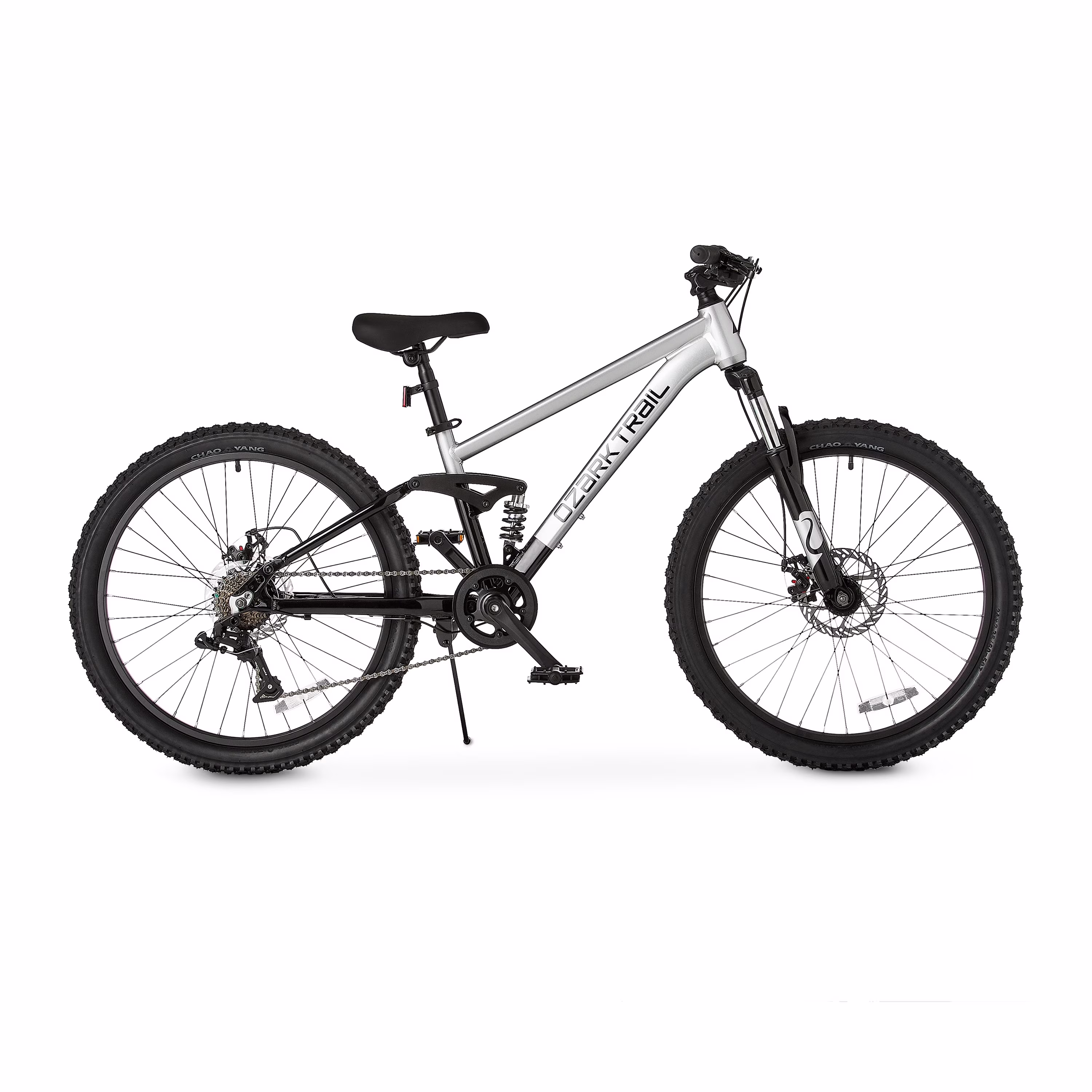 24" FS 1 Epictrail Full Suspension Mountain Bike, For Teens and Adults, Heights between 4'6" 5'6", Silver(White)