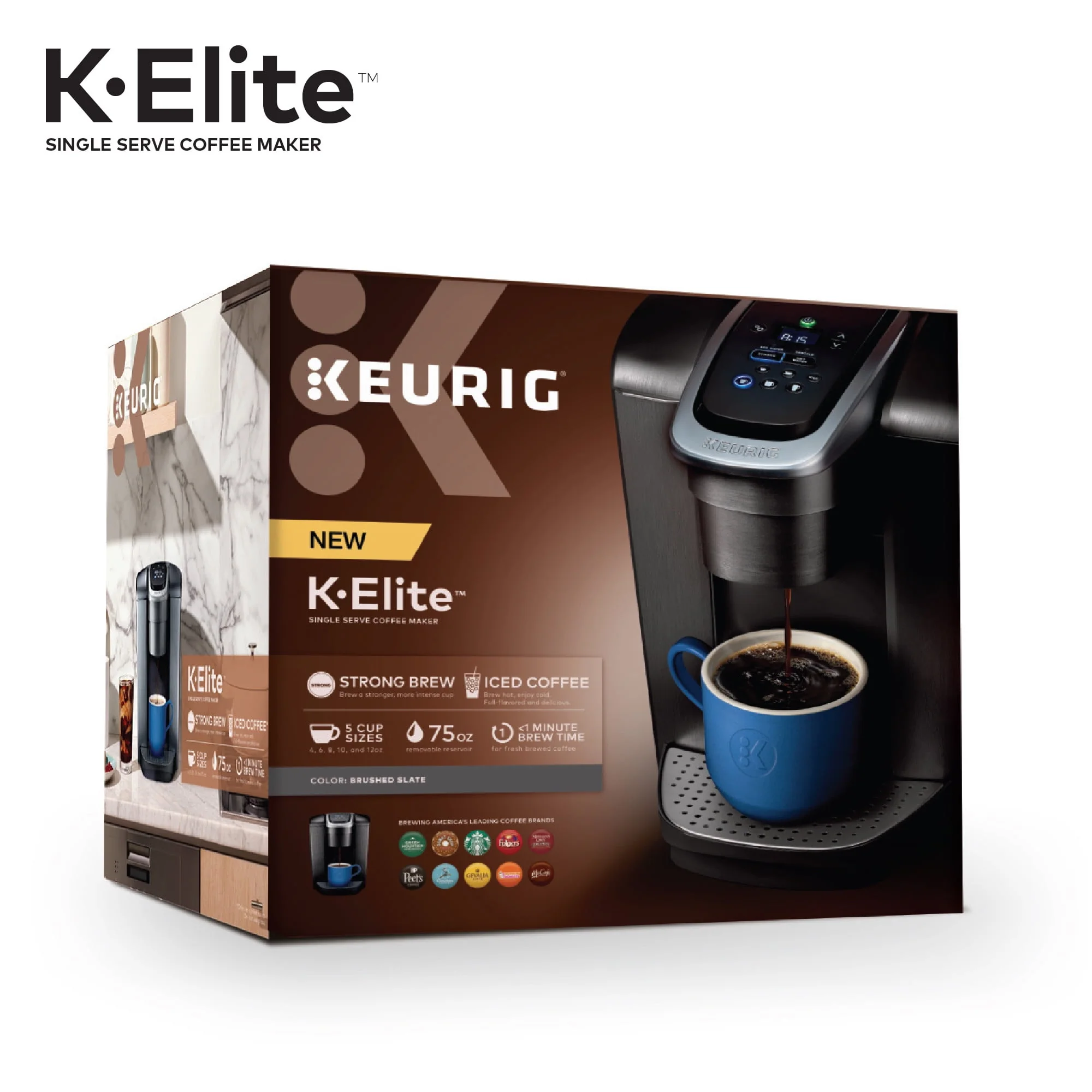 Keurig K - Elite Single - Serve K - Cup Pod Coffee Maker, Brushed Slate
