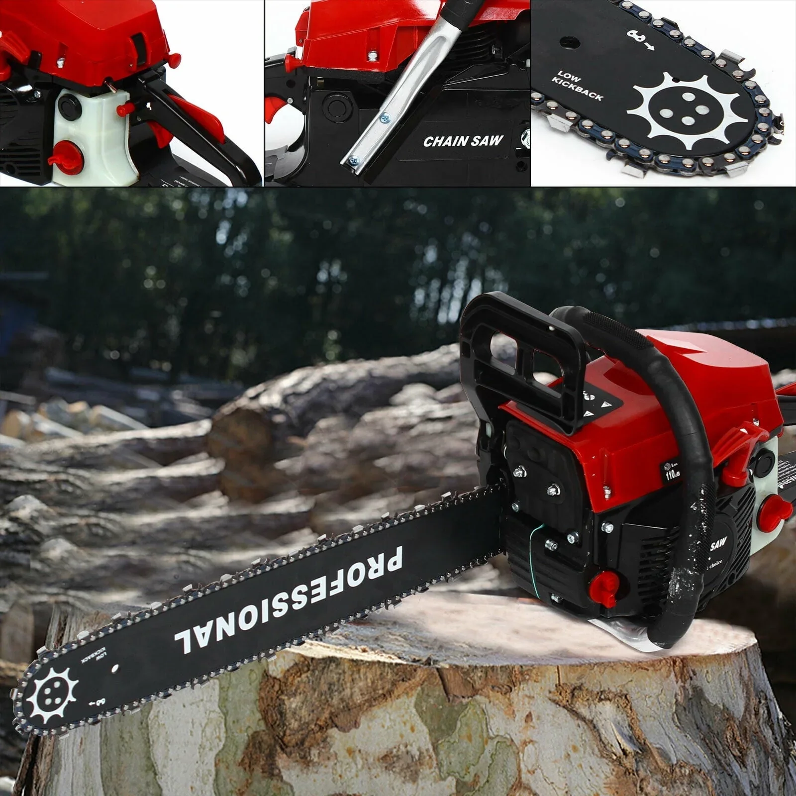 YIYIBYUS 62cc Gas Chainsaw 20 Bar Gasoline Powered Chain Saw Wood Tree Cutting Garden Farm Tool 2-Stroke Top Handle