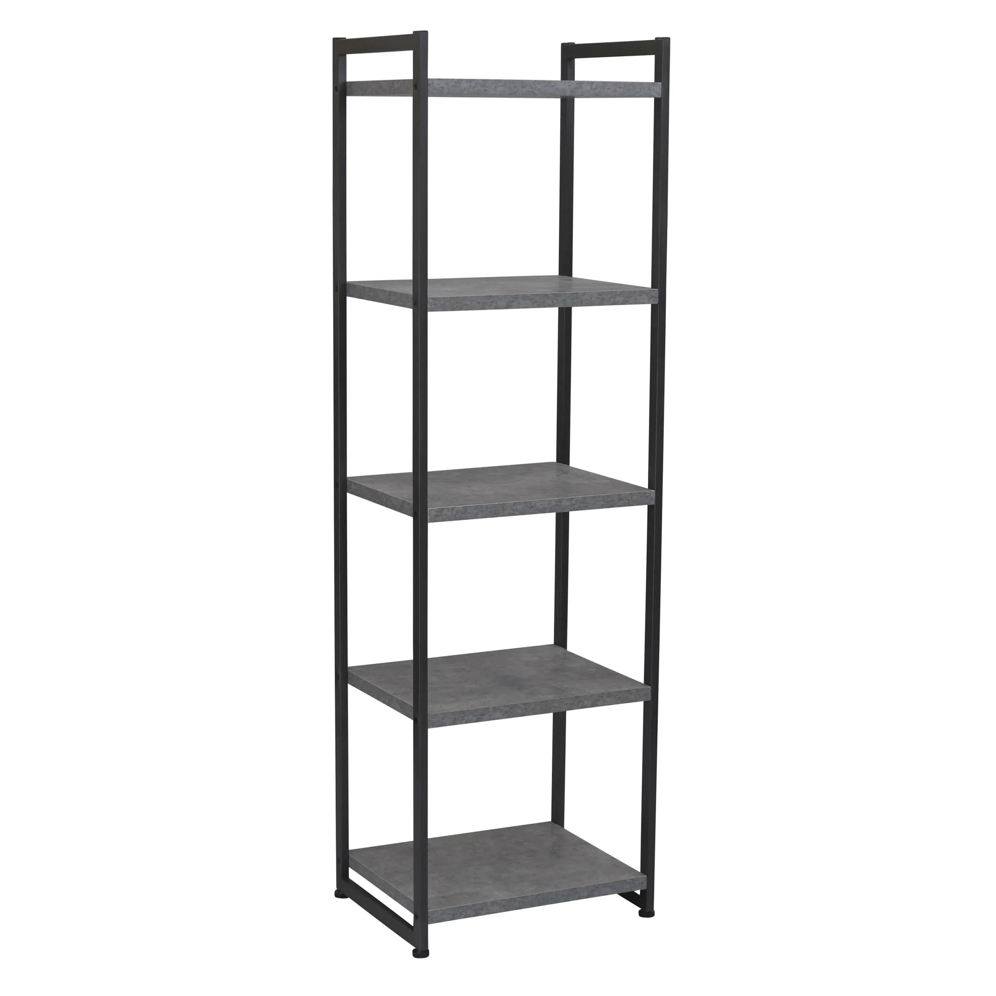 Jamestown Narrow 5 Shelf Open Storage Bookshelf Rustic Slate Concrete and Black Metal(Concrete Slate) - Image 2