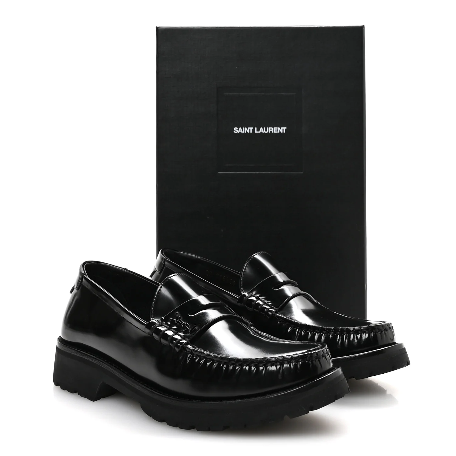 Glazed Calfskin Chunky Le Loafer Penny Slippers 38 Black
