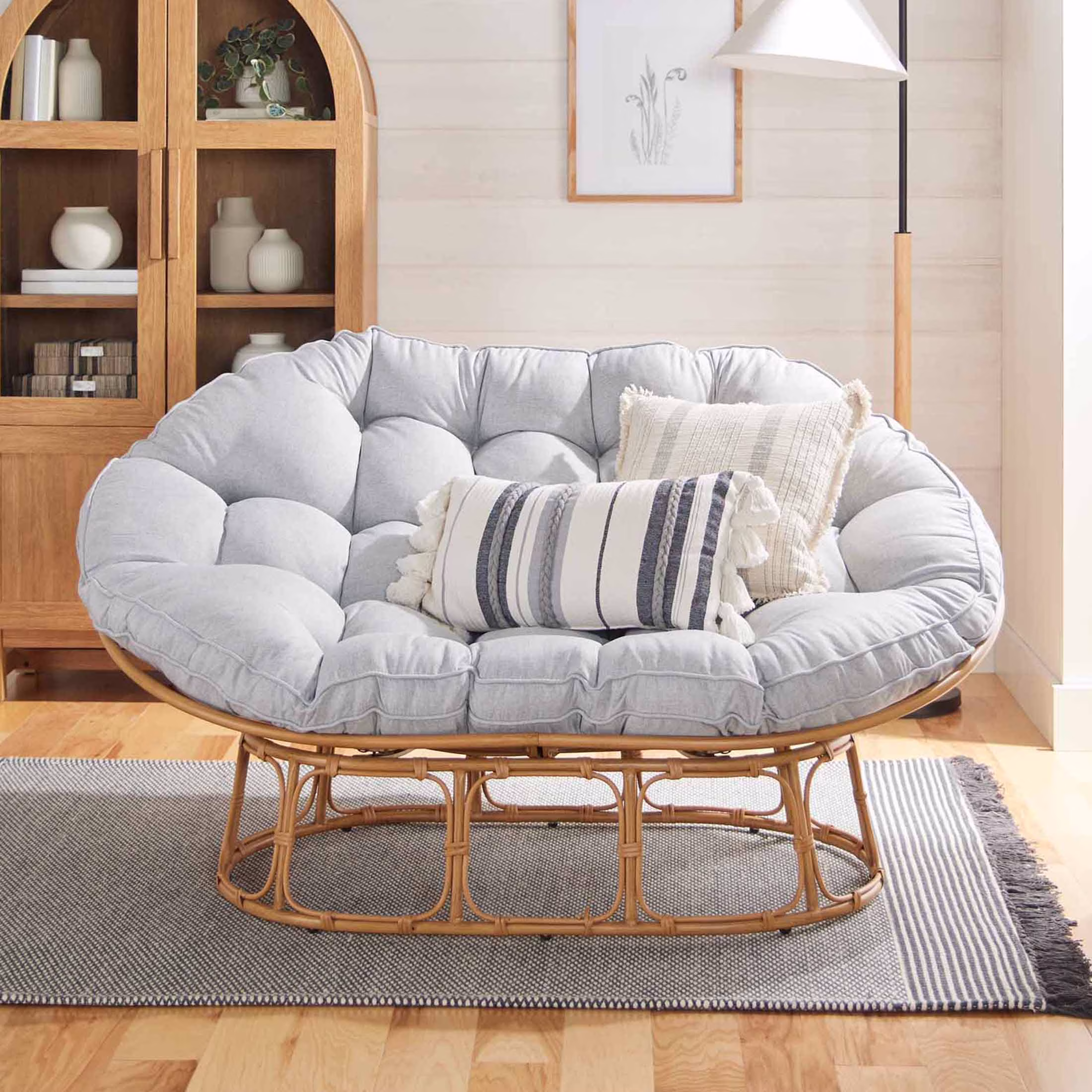 Double Papasan Accent Chair, Cream Boucle(Cream Boucle) - Image 3