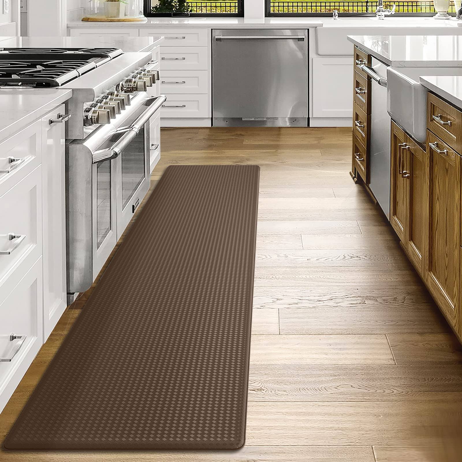 DEXI Kitchen Rug Anti Fatigue,Non Skid Cushioned Comfort Standing Kitchen Mat Waterproof and Oil Proof Floor Runner Mat, Easy to Clean, 17