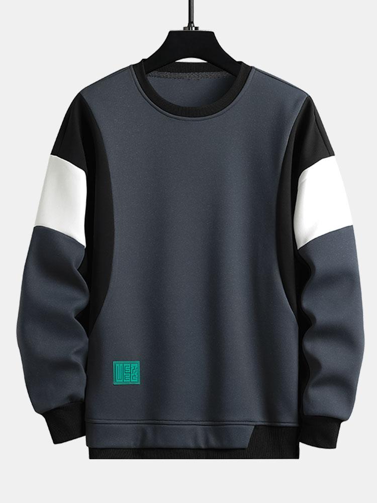 Sweat-shirt patchwork à blocs de couleur