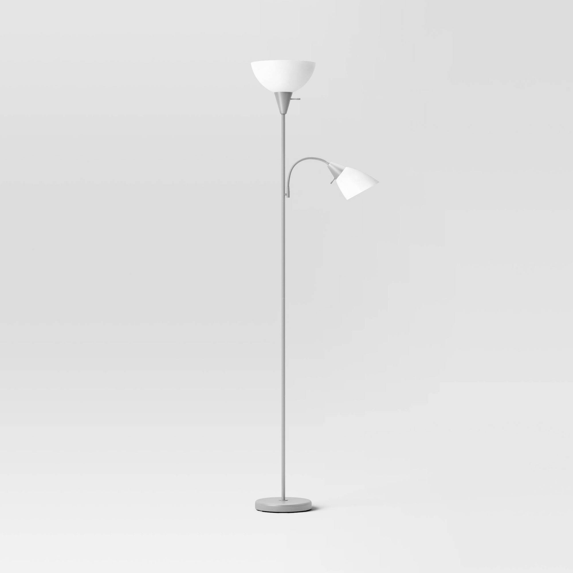 Room Essentials Torchiere with Task Light Floor Lamp - Silver - 1 Each