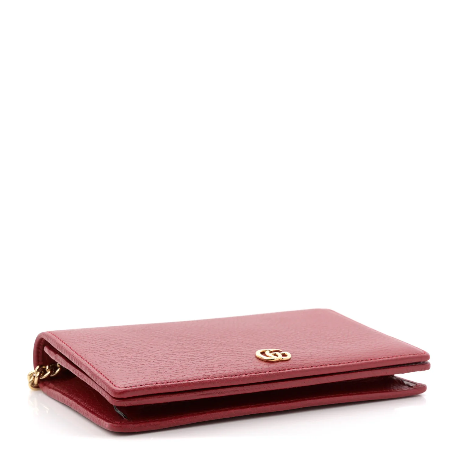 Dollar Calfskin Mini GG Marmont Chain Wallet Hibiscus Red