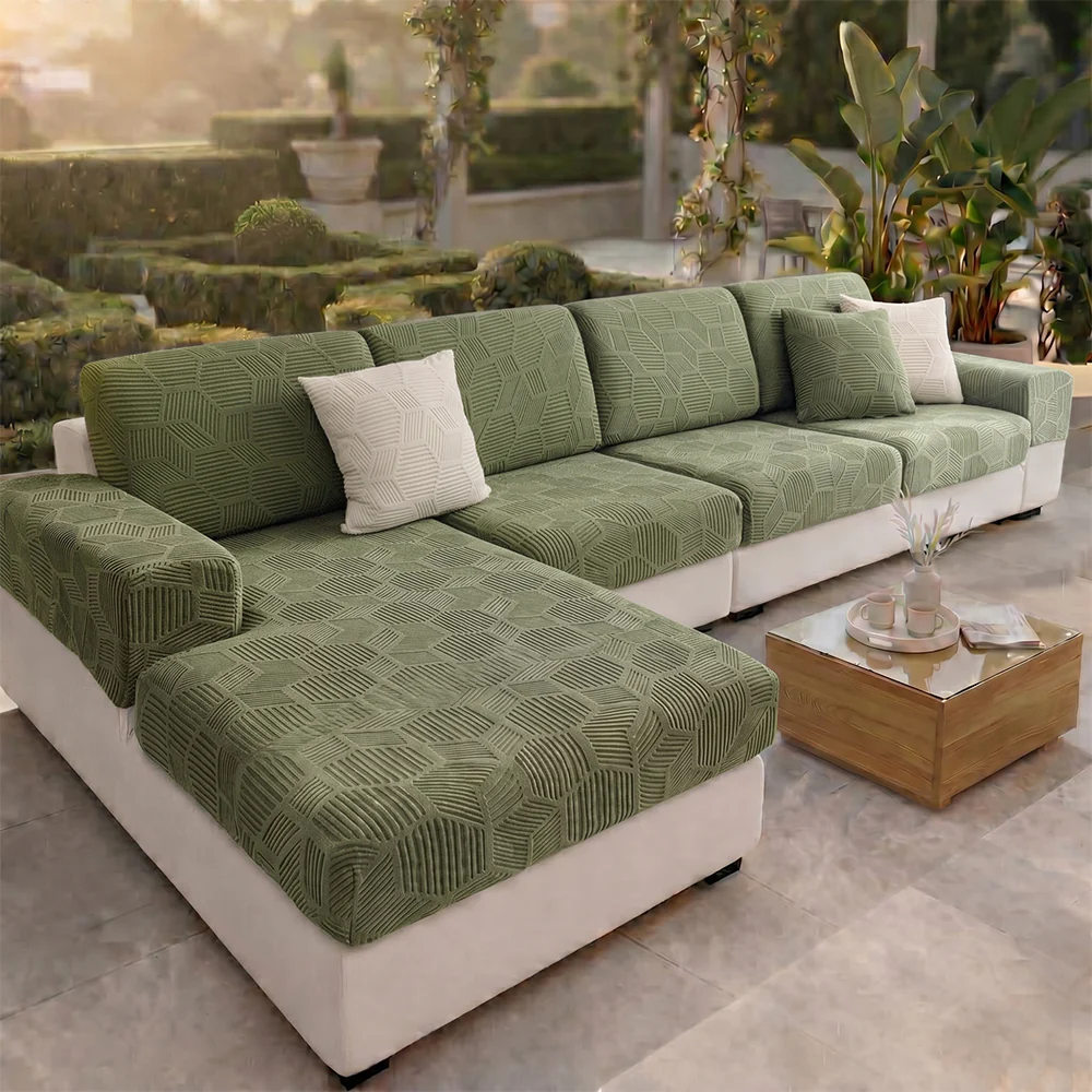 Honeycomb Pattern Water-resistant Stretch Full-Cover Magic Outdoor Couch Cover