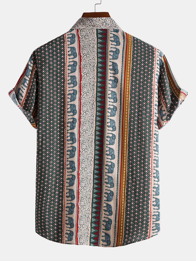 Chemise à imprimé géométrique éléphant et short en coton texturé de 12,5 cm