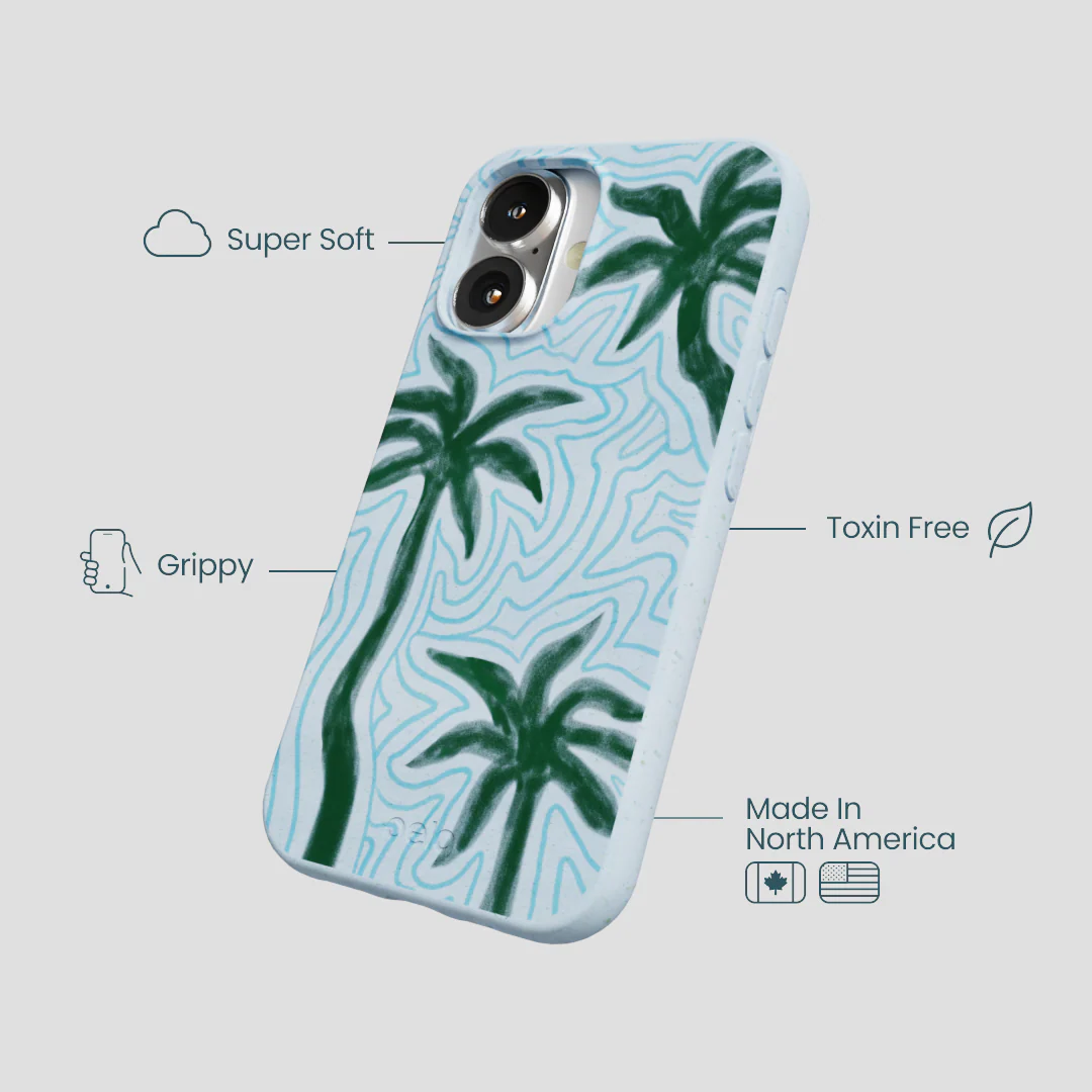 Powder Blue Palm Echo iPhone 16 Case