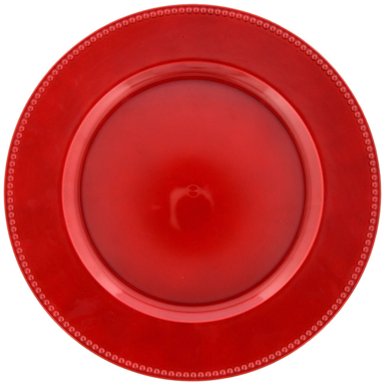 Red Plastic Charger Plates with Beaded Rims, 13-In.