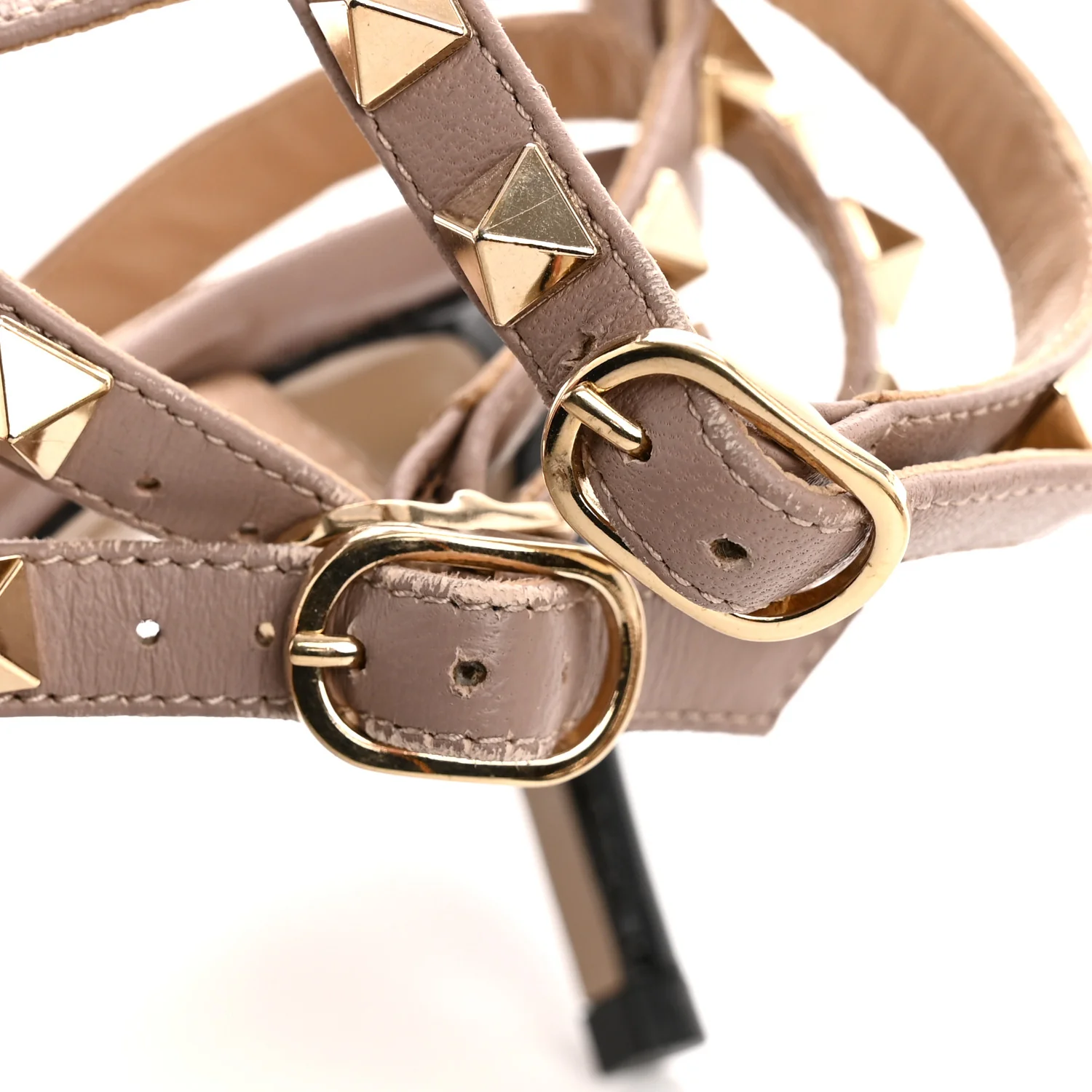 Patent Nappa Rockstud Ankle Strap 65mm Pumps 35.5 Black Poudre