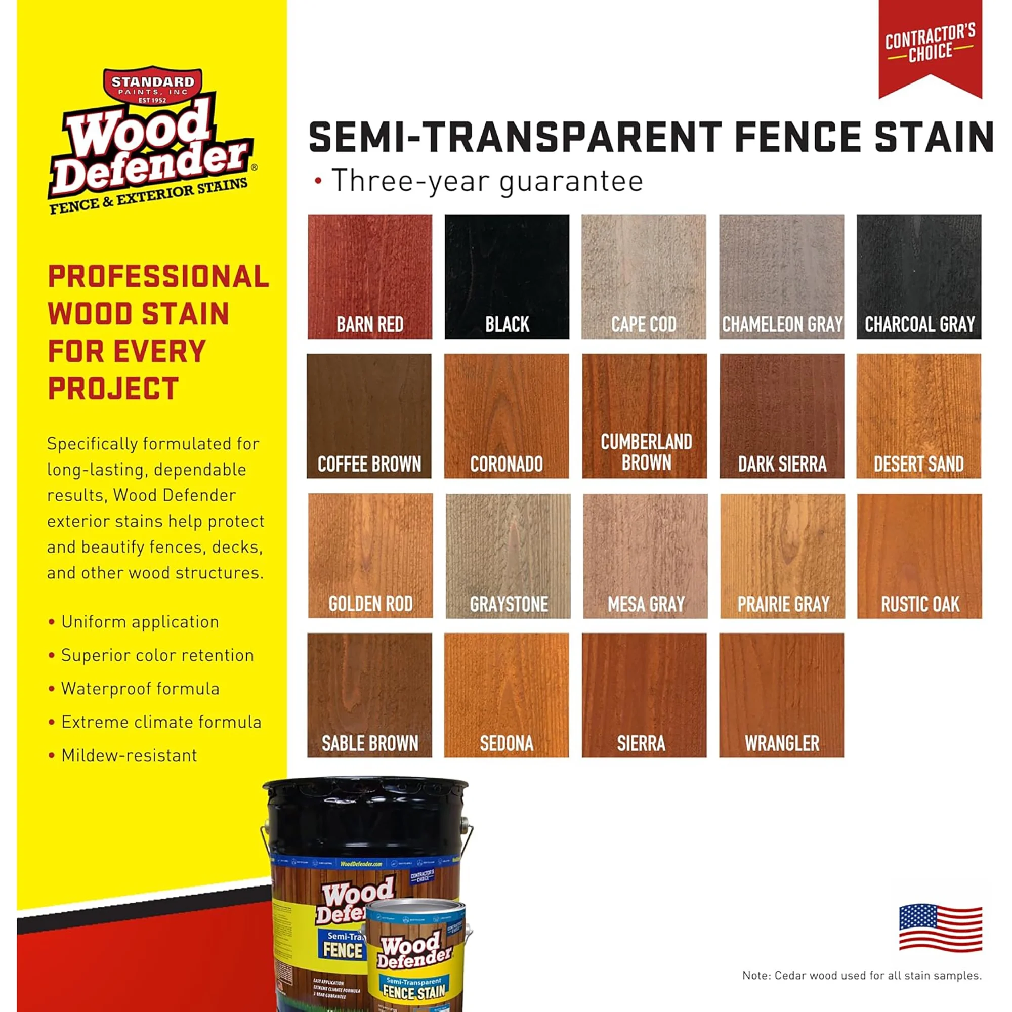 Wood Defender Semi - Transparent Fence Stain WRANGLER 5 - Gallon