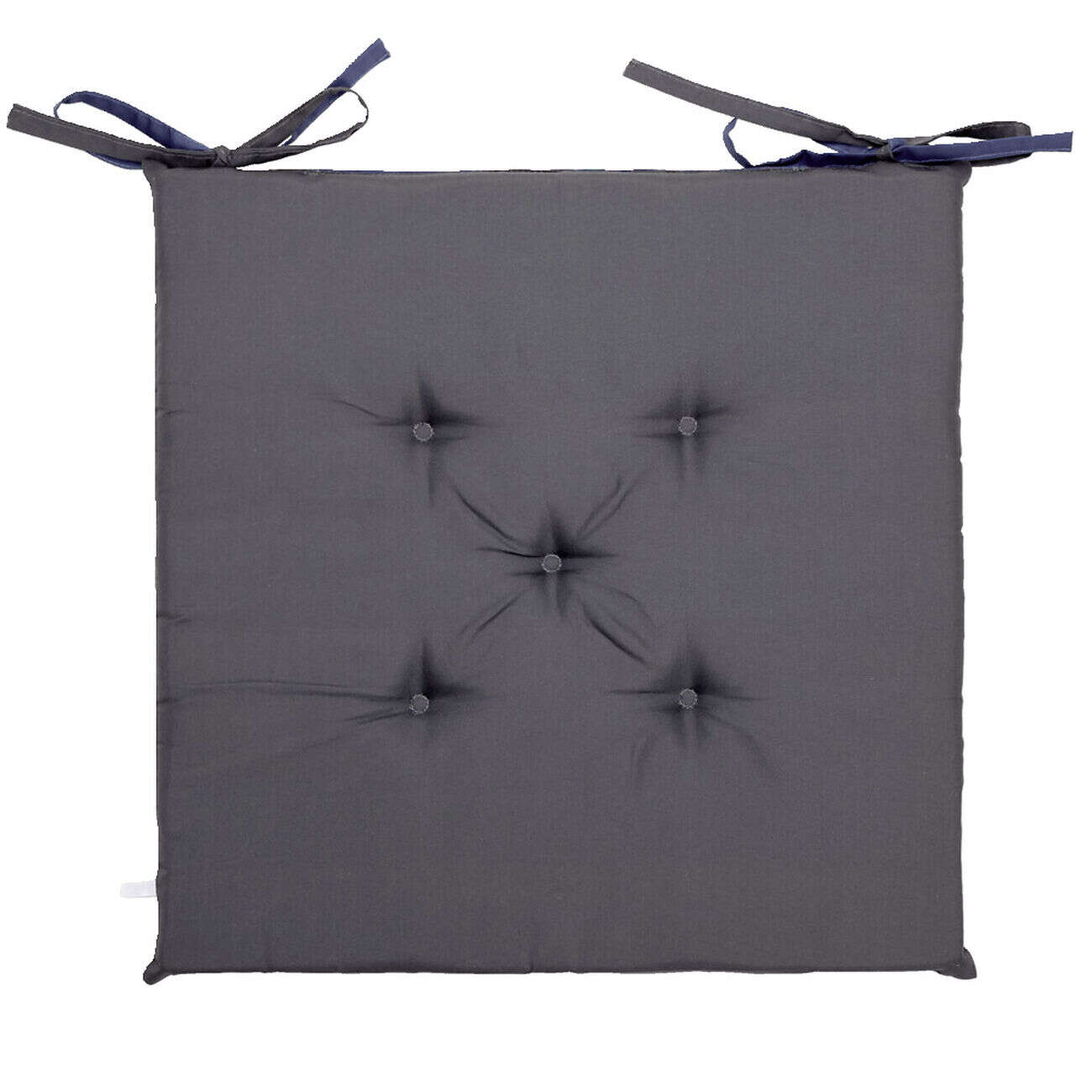 Galette de chaise carrée 40x40cm réversible bleue et grise