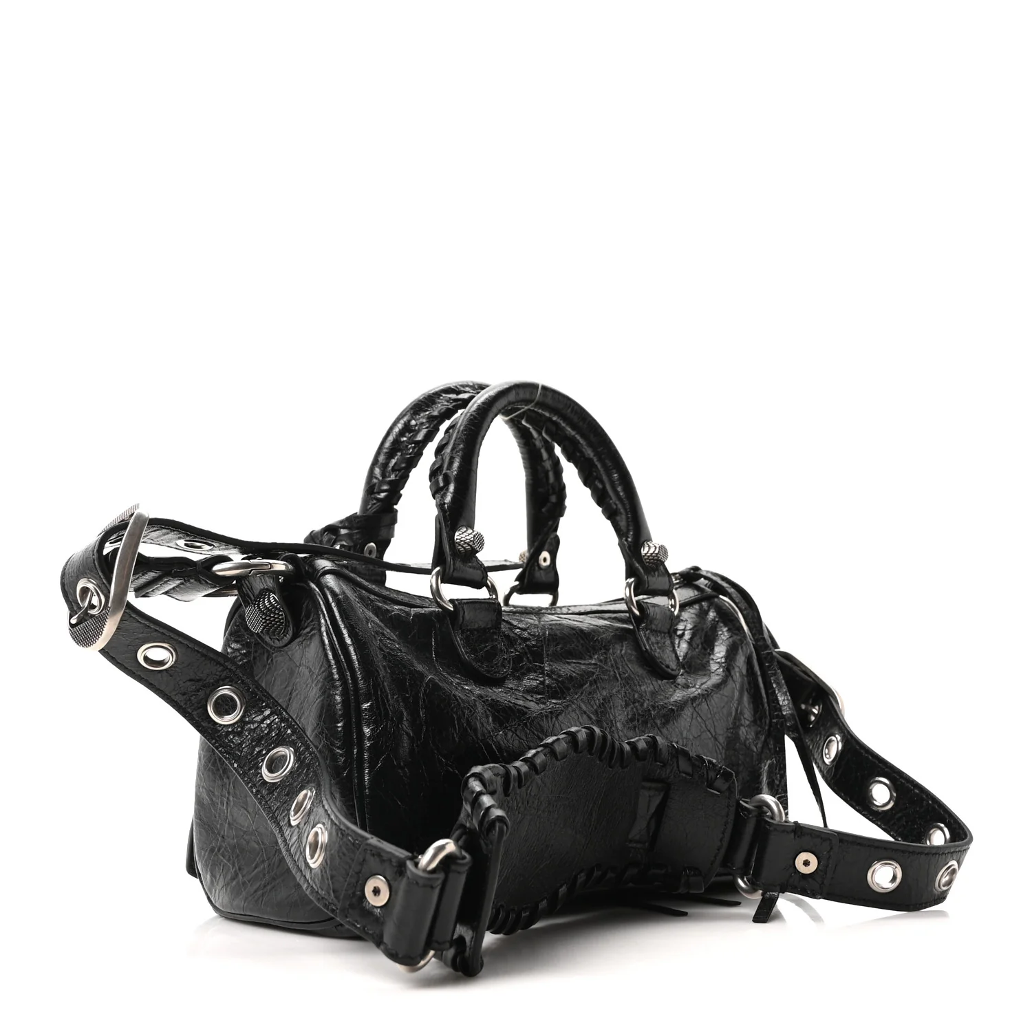 Agneau Arena Mini Le Cagole Duffle Crossbody Bag Black