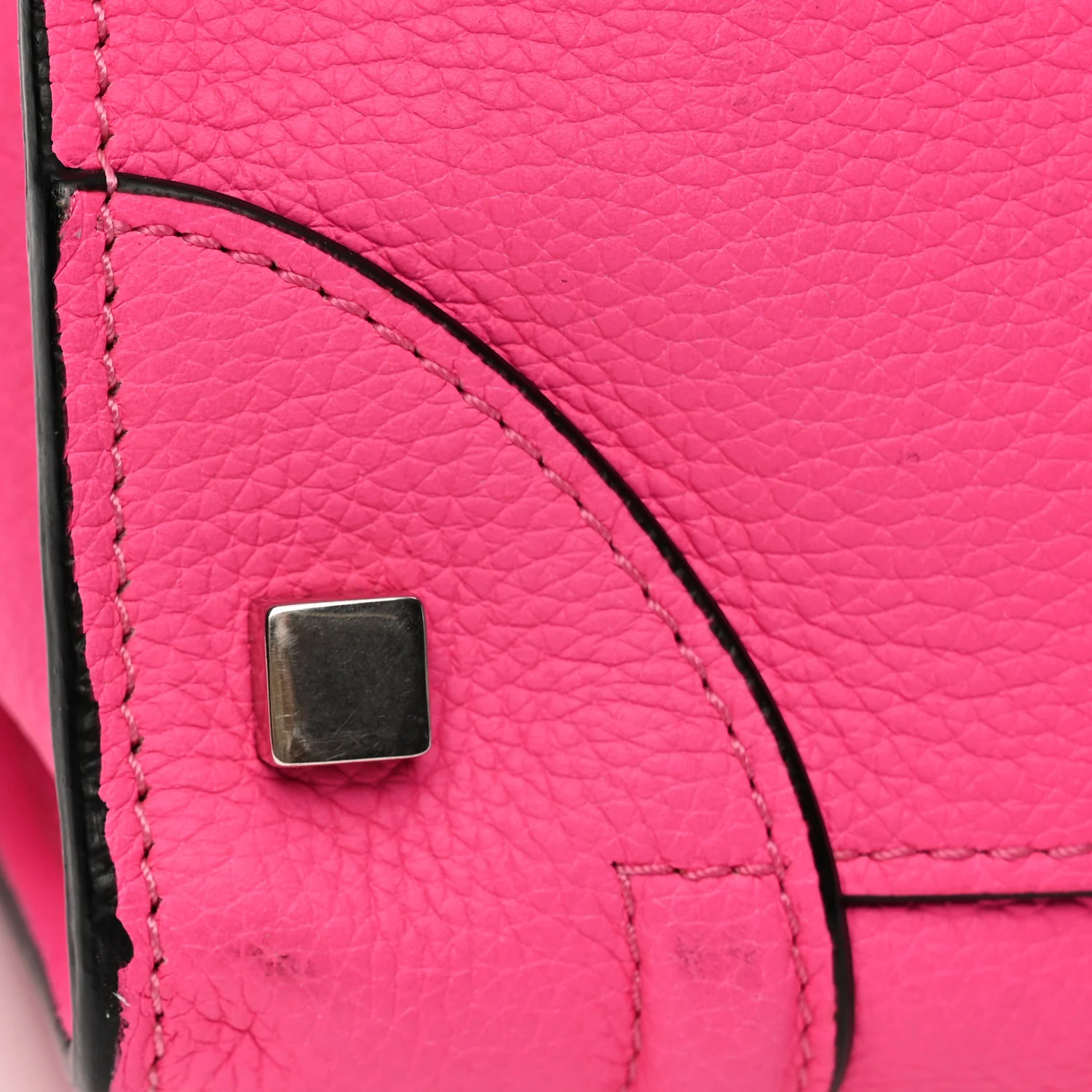 Drummed Calfskin Mini Luggage Fluo Pink