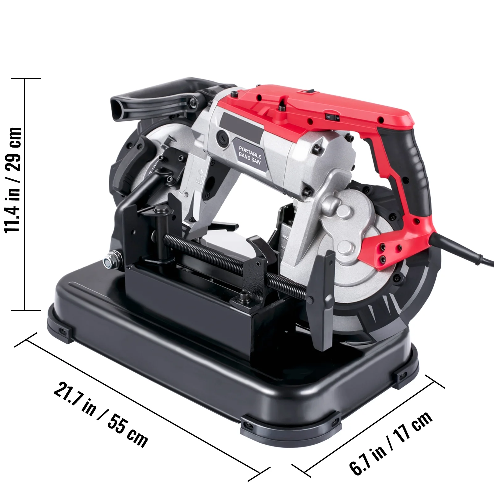 Portable band saw, 110V removable alloy steel base rechargeable band saw, 5 inch cutting capacity handheld band saw, variable speed portable band saw, 10 amp motor, deep cutting band saw for - Image 9