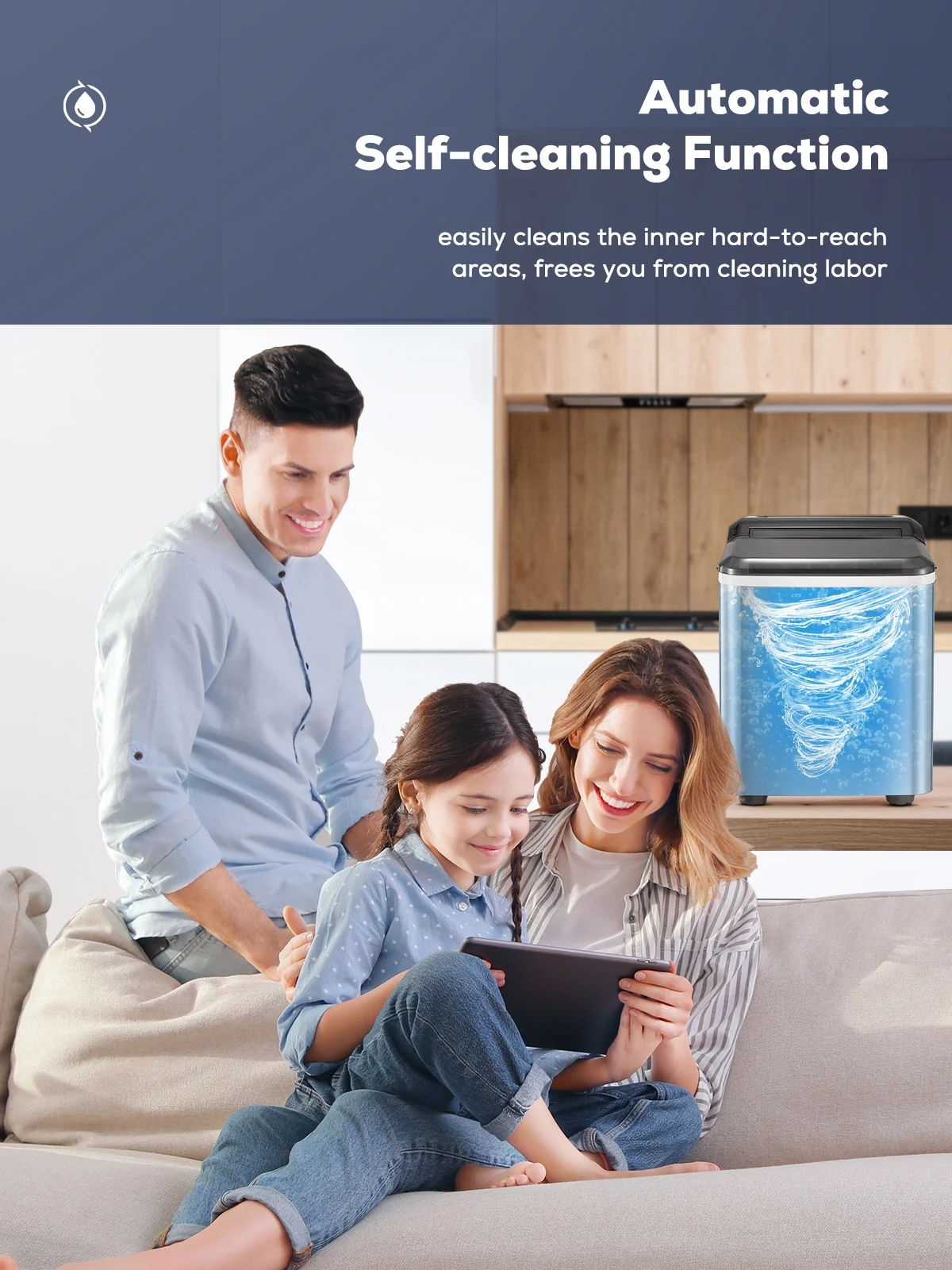 Ice Maker Countertop 2 Sizes, 28lbs in 24h, 9 Bullet Ice in 6M, Selfclean, Stainless Steel - Image 4