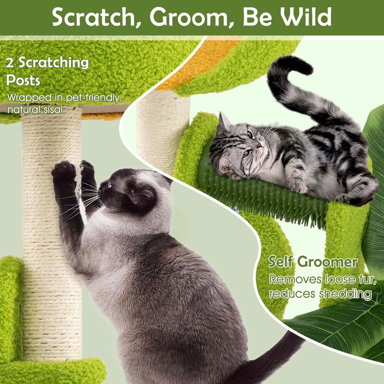 Tangkula Cute Cat Tower with Sisal Scratching Posts