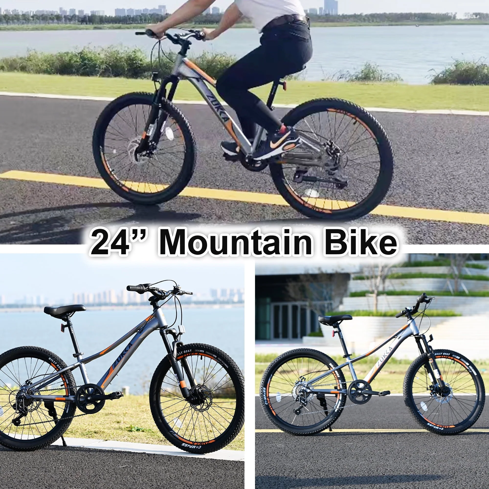 24 inch Mountain Bike Aluminum Alloy Frame 7 Speed Bicycle for Unisex Students Image 5