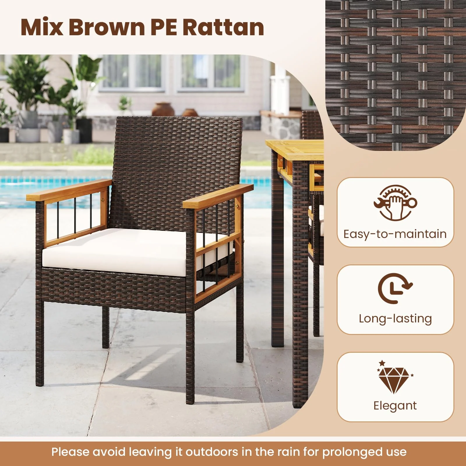 Tangkula 7 Pieces Wicker Patio Dining Set