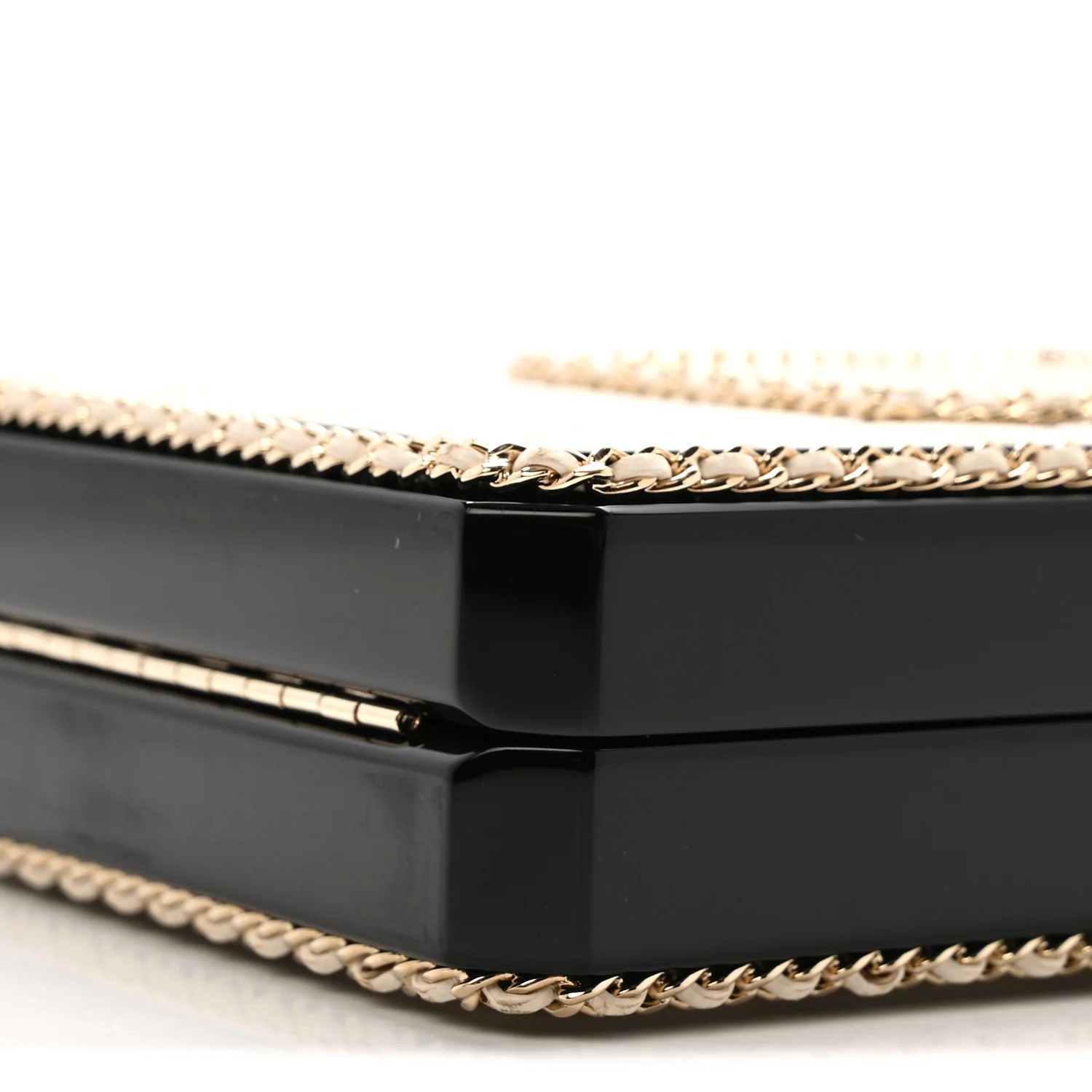 Plexiglass Lambskin Quilted Perfume Bottle Clutch White Black