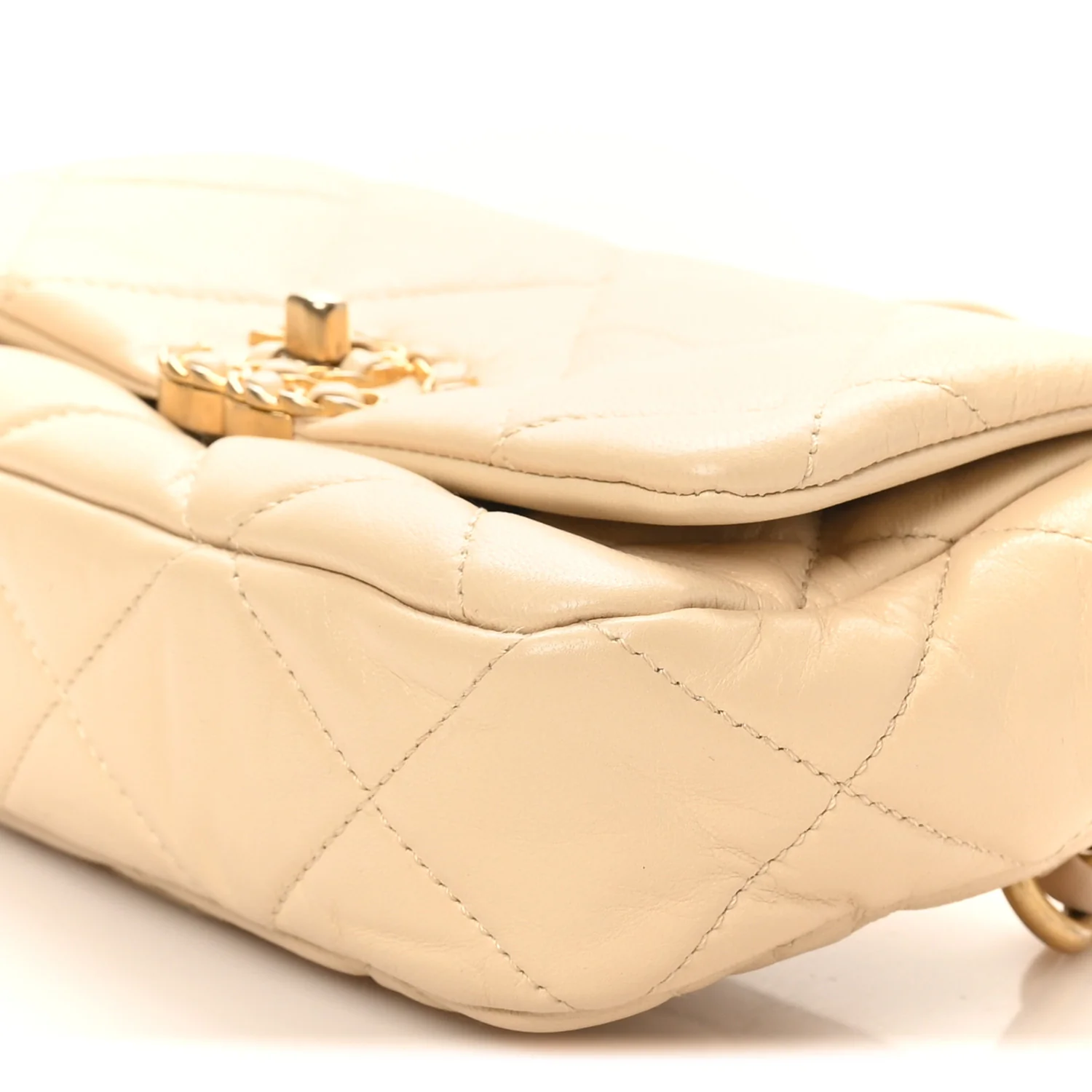 Goatskin Quilted 19 Waist Bag Light Beige
