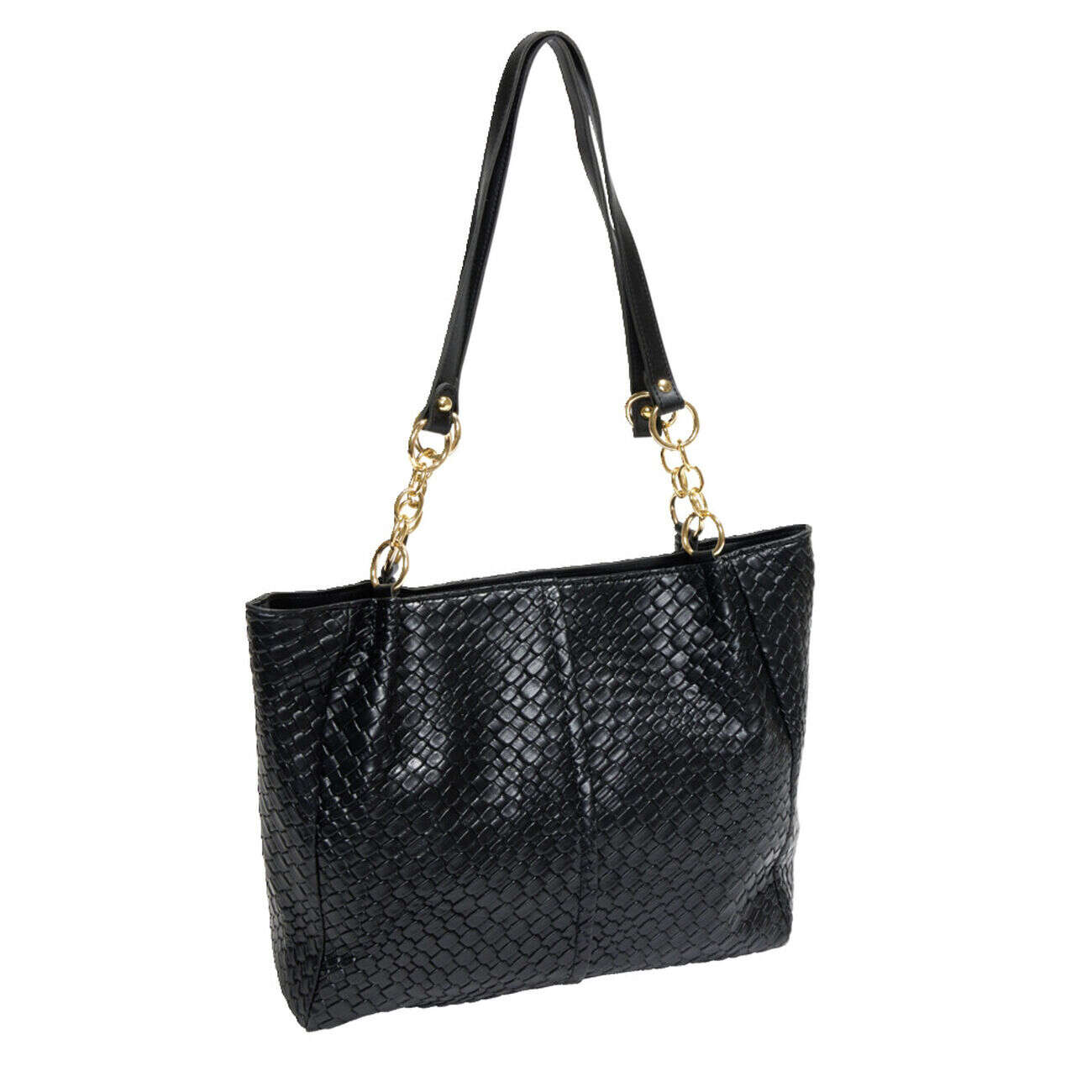 Sac à main simili effet croco 31x13xH27cm - 2 modèles marron ou noir