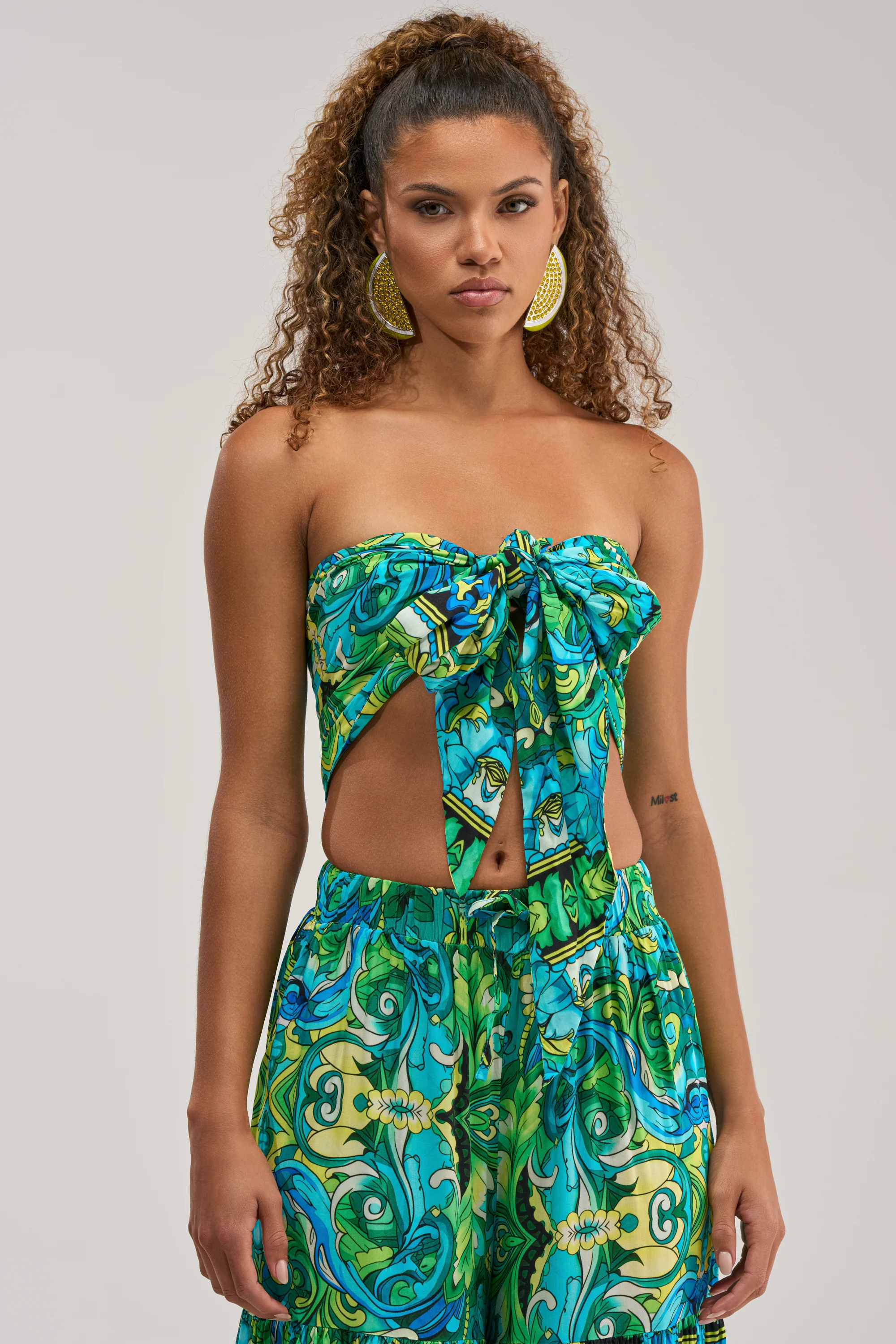 INTO THE GARDEN BRALETTE IN GREEN MULTI - Akira Store