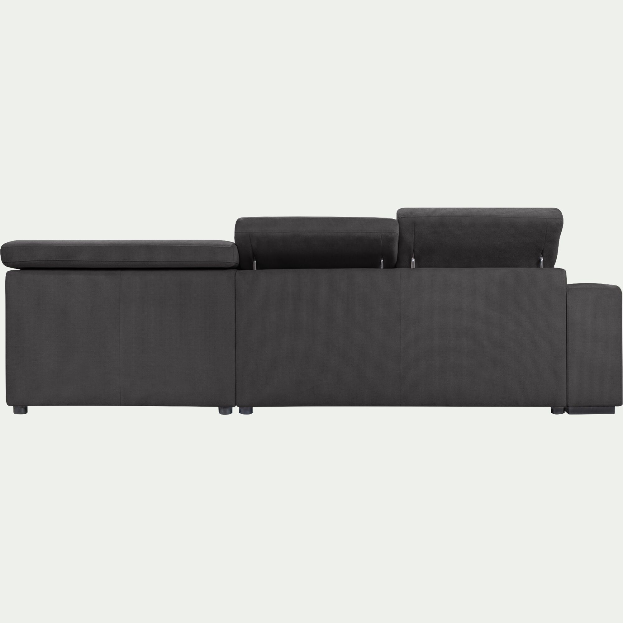 ORIGANO - Canapé d'angle droit convertible avec coffre en tissu doux - gris ardoise