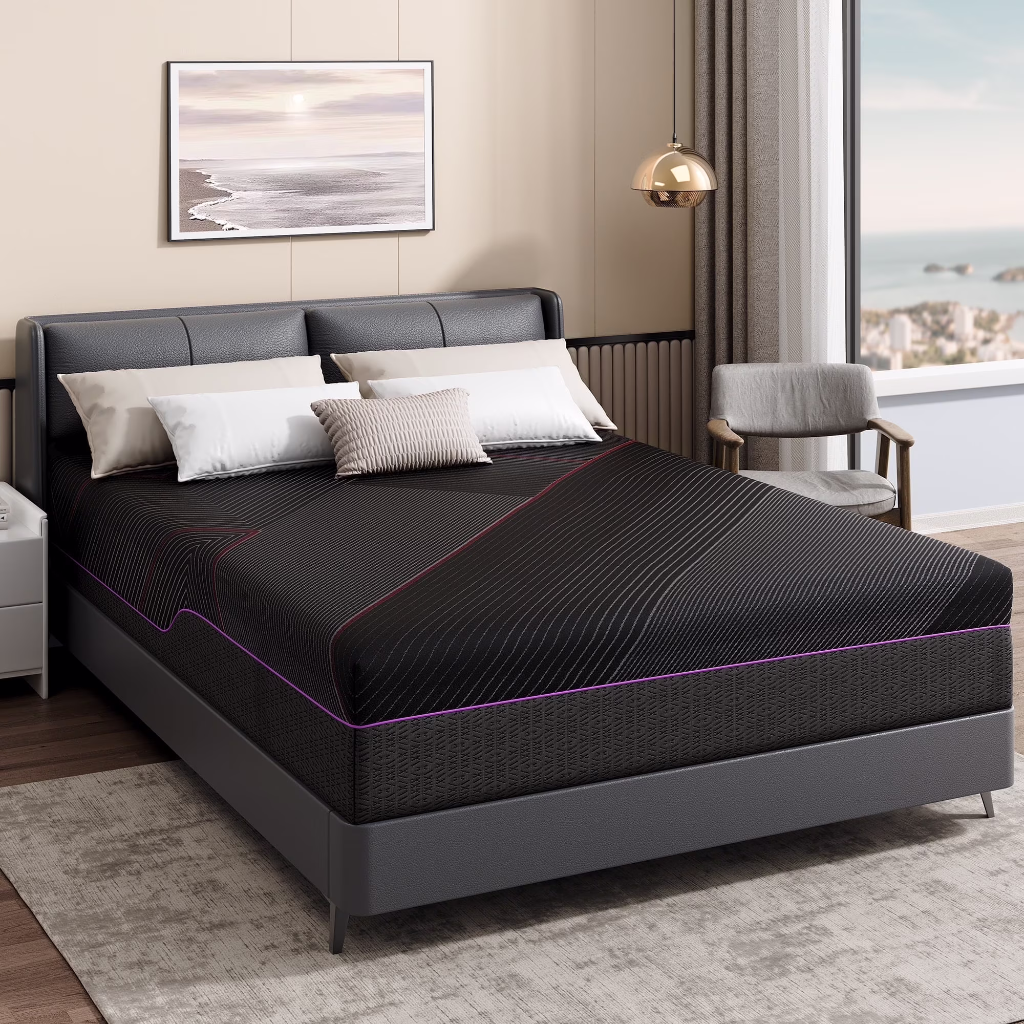 Sailvan Full Size Mattress, 12 in Memory Foam Mattress in a Box, Medium Firm Mattress Full Size with Upgrade 7 - Zone Support, Motion Isolation & Certipur - US for Pressure Relief, Black