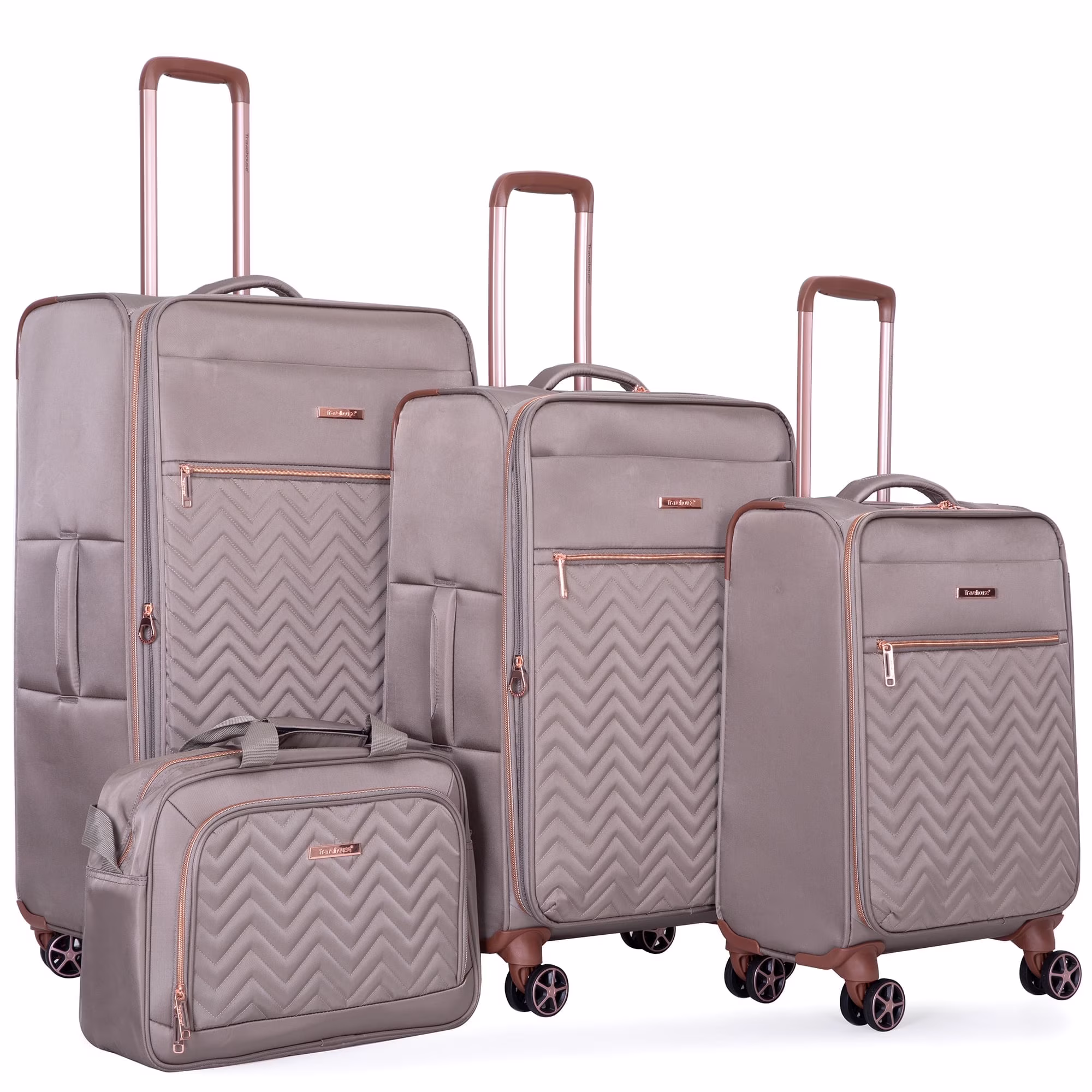 4 Piece Luggage Set Softside Expandable Lightweight Suitcase with Double Spinner Wheels.(Black)(Black/4) - Image 3