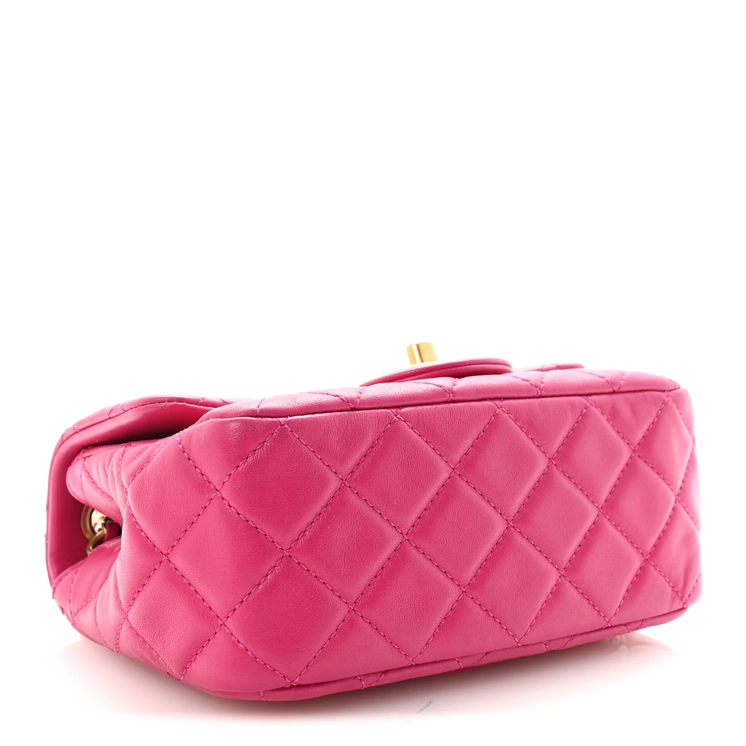 Lambskin Quilted Mini Pearl Crush Flap Fuchsia