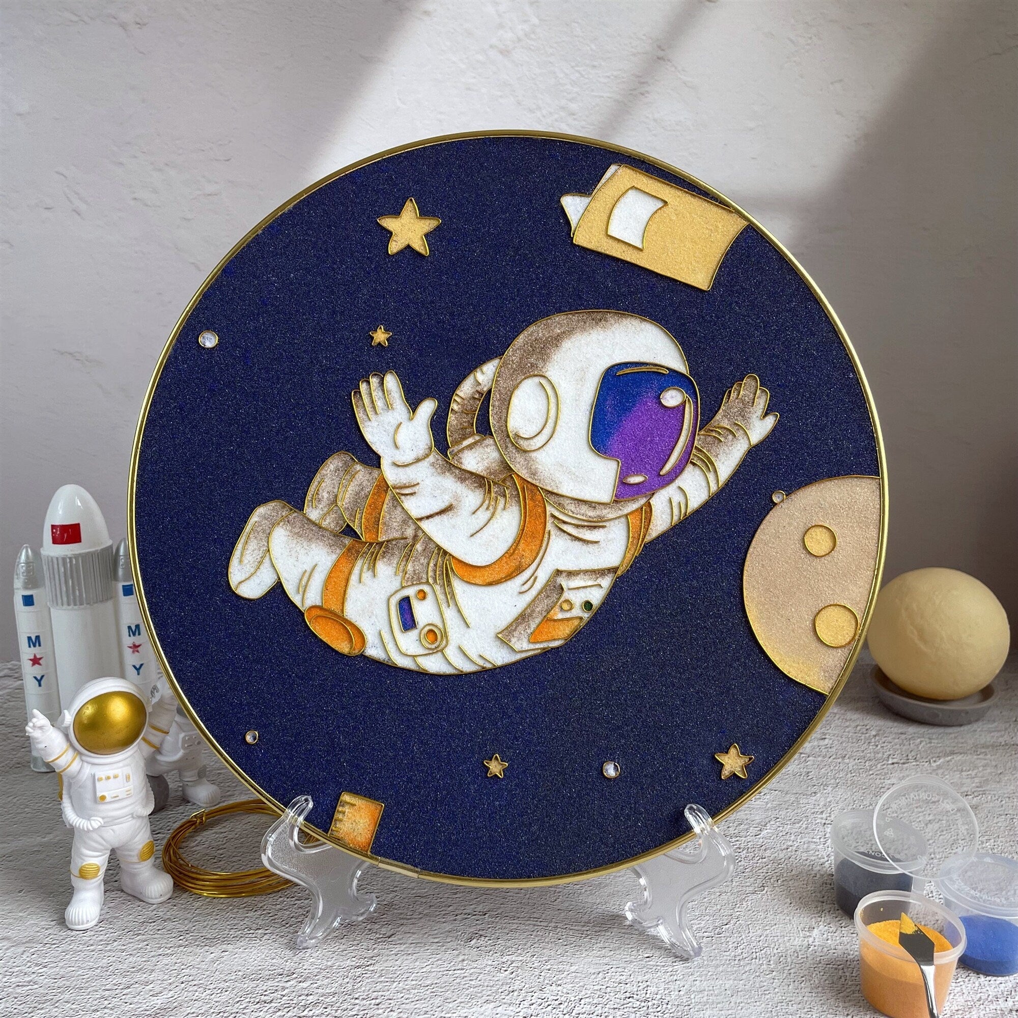 Flying Astronaut, DIY Cloisonne Filigree Enamel Painting Kit, with Tutorial& All Tools