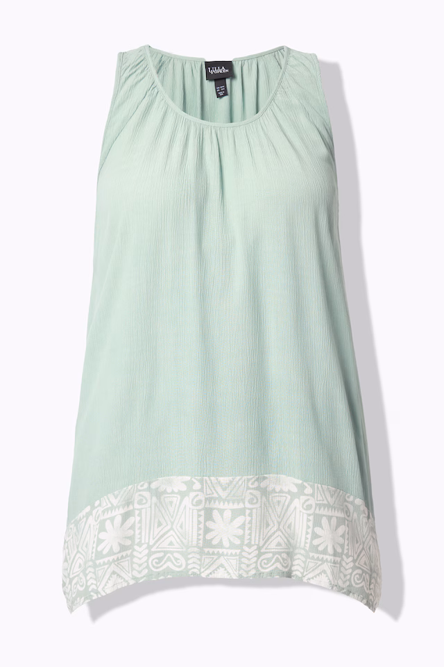 Sleeveless Border Print Blouse