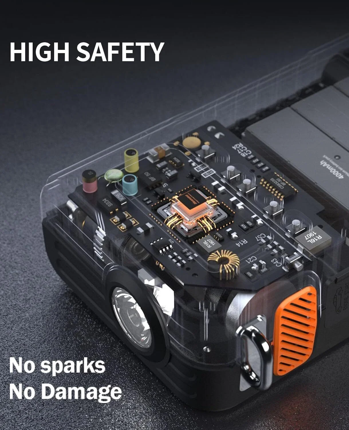 7000A Jump Starter with Air Inflator Deflator Compressor, 9-in-1 Portable 12V Car Battery Jump Box Power Pack for All Gas/12L Diesel Engine with 150PSI Tire Inflator Extended Jumper Cable - Image 7